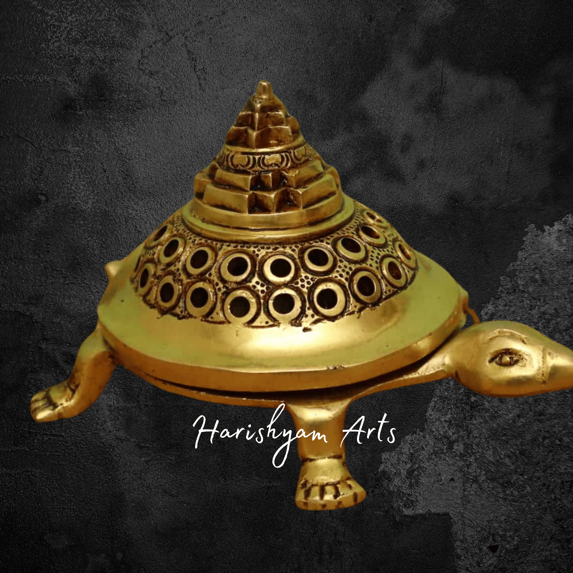 Shree Yantra Tortoise Brass Dhoop Dani for Auspicious Rituals