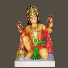 Sitting Hanuman In White Marble