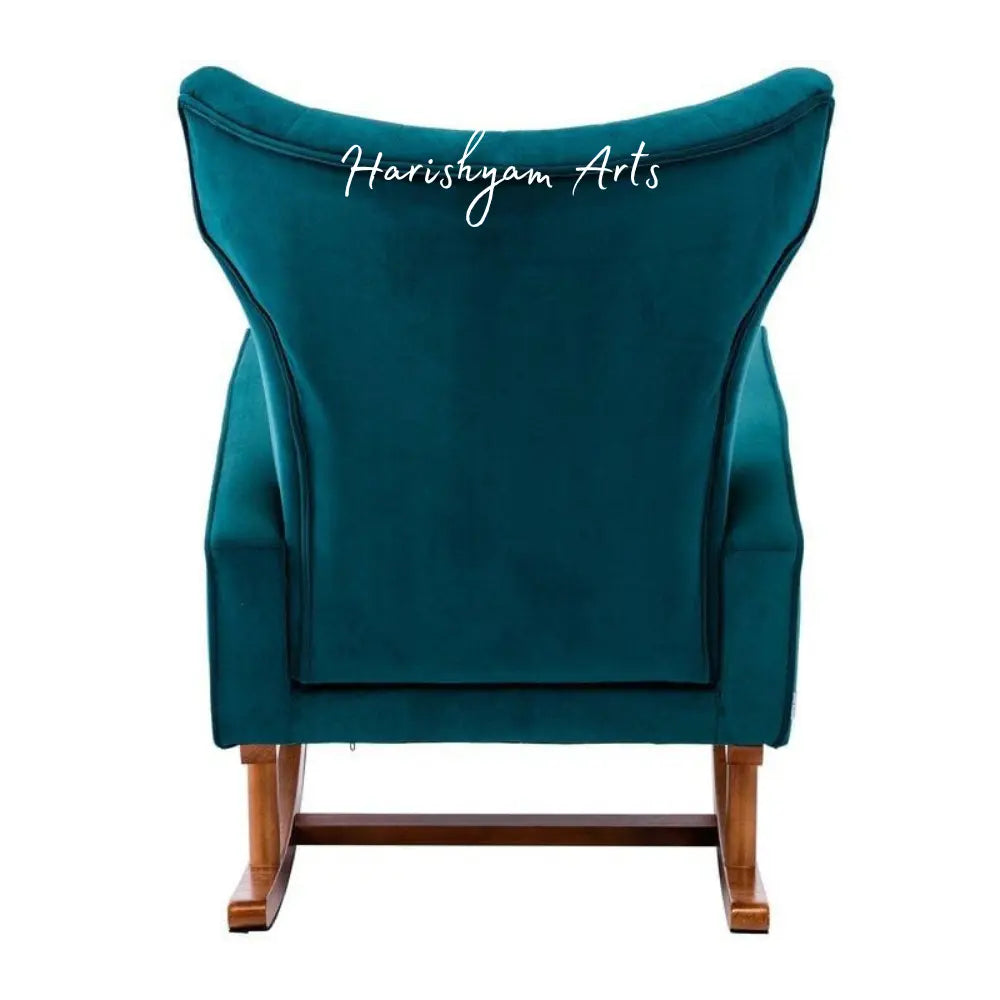 Skyline Serenity Blue Velvet Rocking Chair