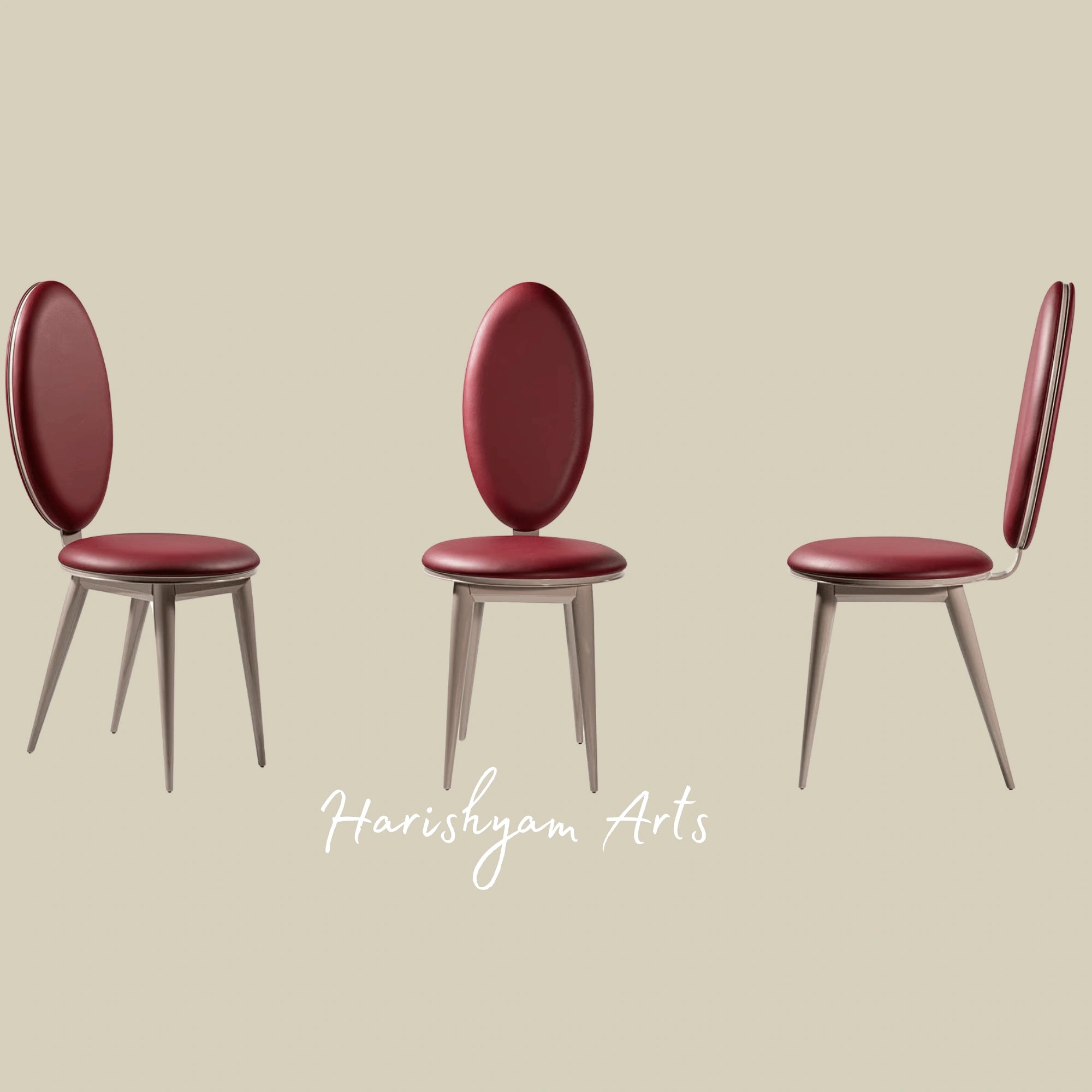 Sleek Neo-Classic Dining Chair with Upholstered Oval Back