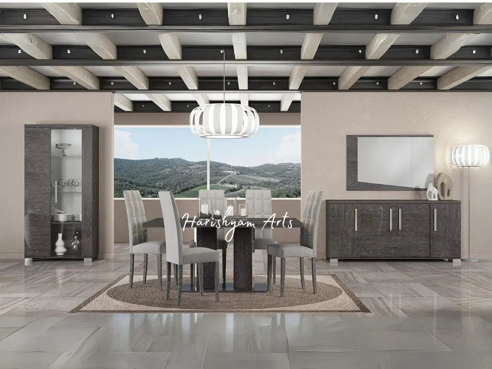 Sleek Silver Birch 7-Piece Contemporary Dining Set