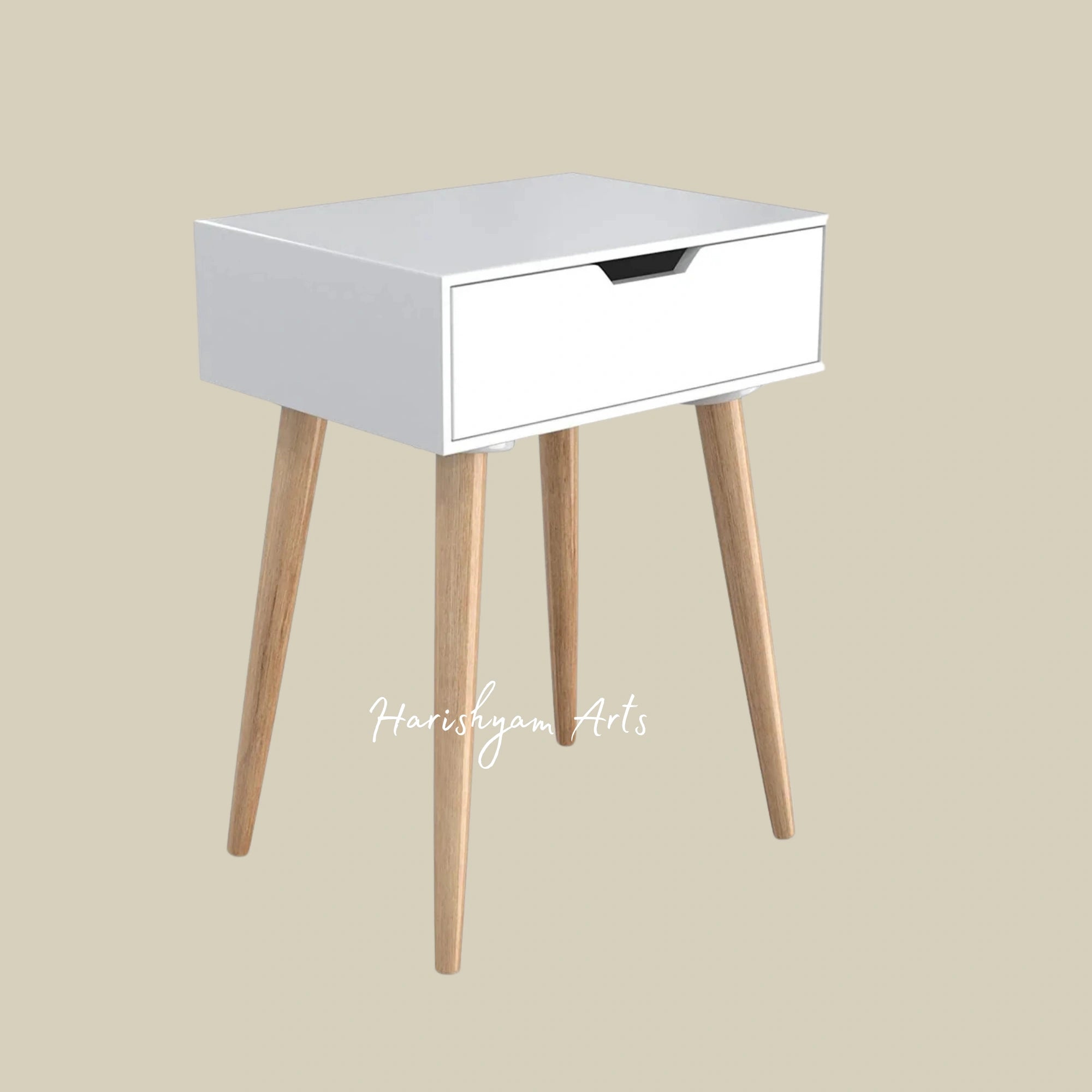 Sleek White Bedside Table with Storage