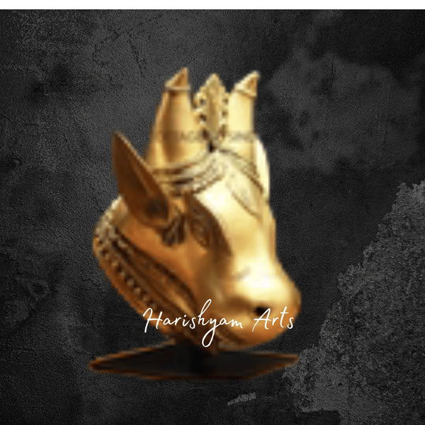 Solid Brass Bull Head Home Accent for Indian Themed Interiors