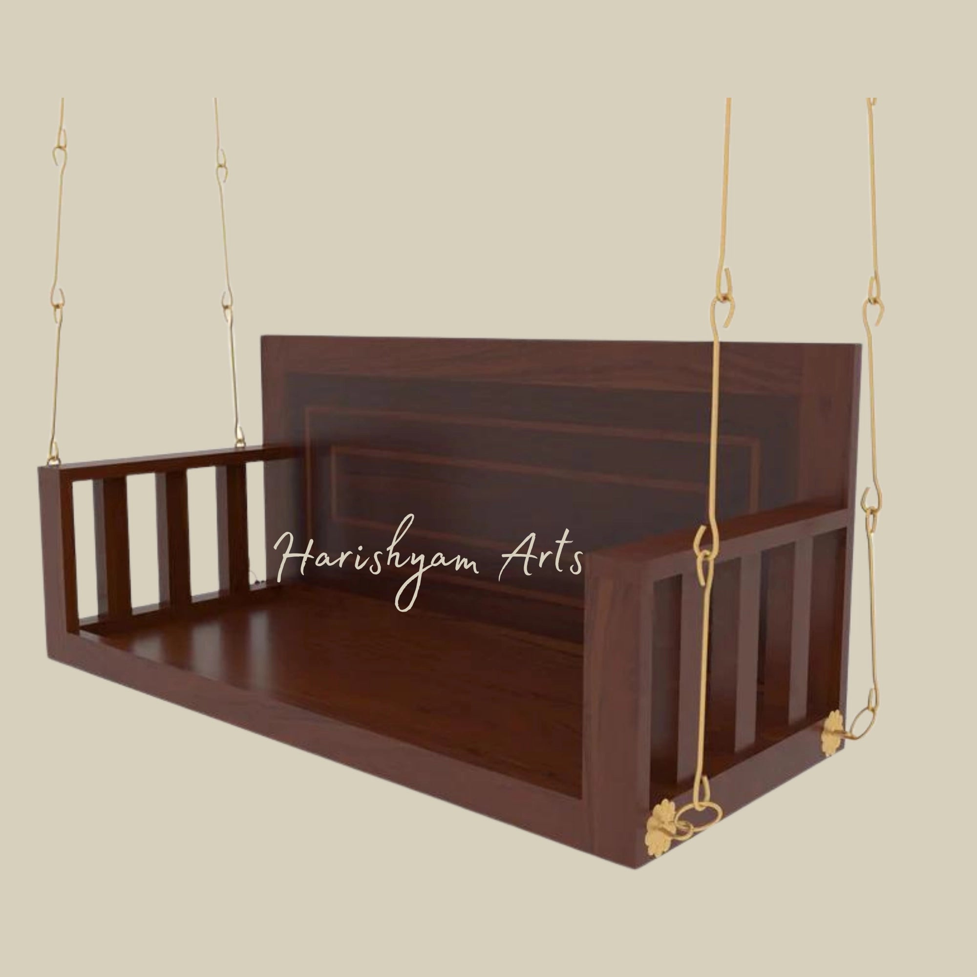 Southern Western Dark Finished Traditional Indoor Wooden Swing2