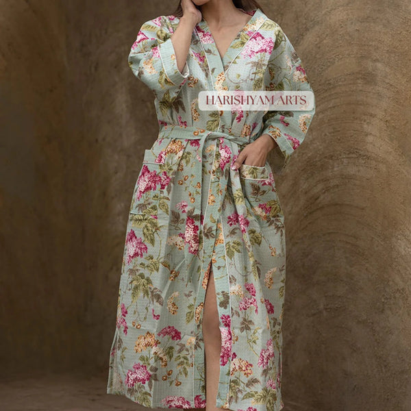 Spring Meadow Jaipur Block Print Bathrobe