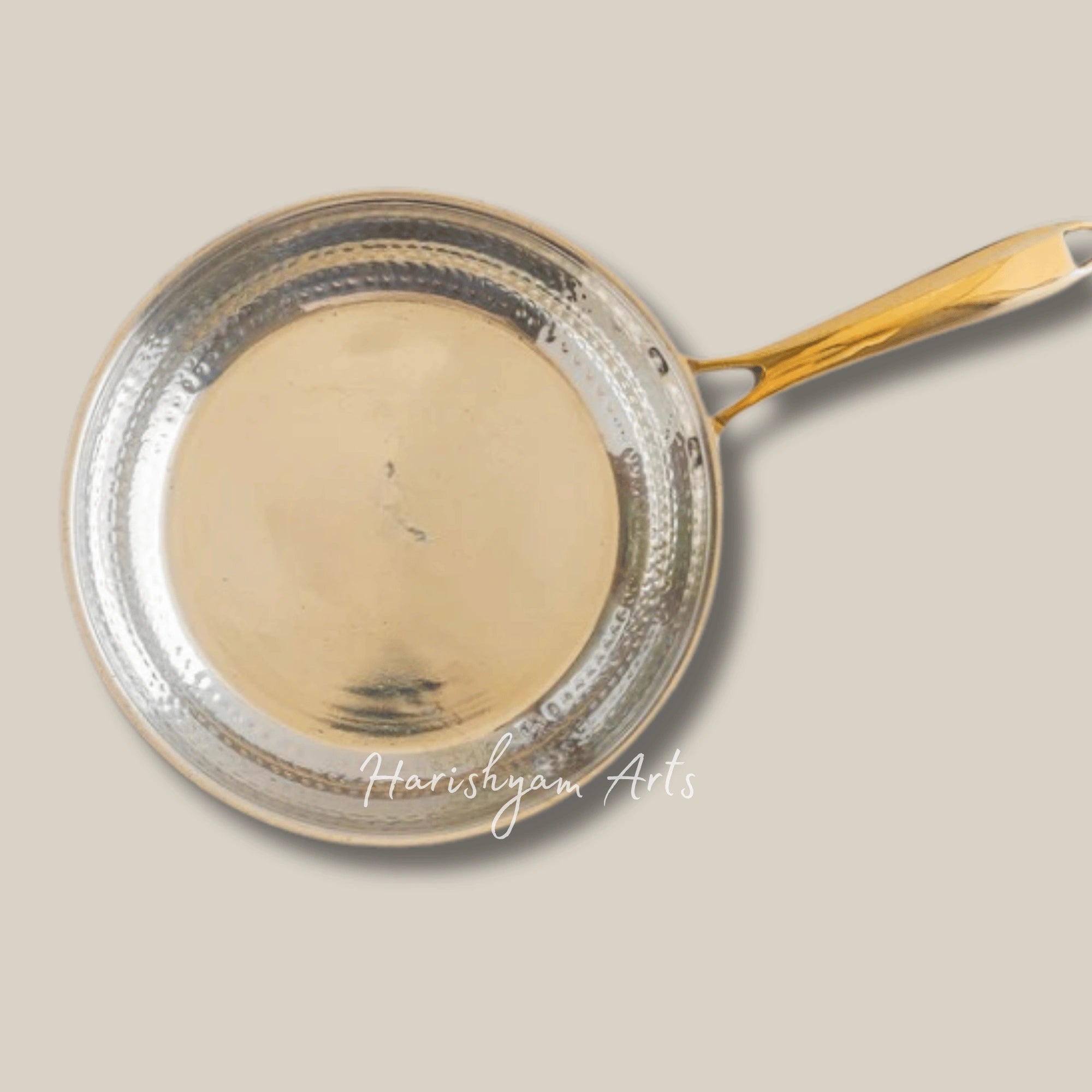 Steel and Copper Frying Pan with Hammered Finish and Tin Lining for Daily Cooking