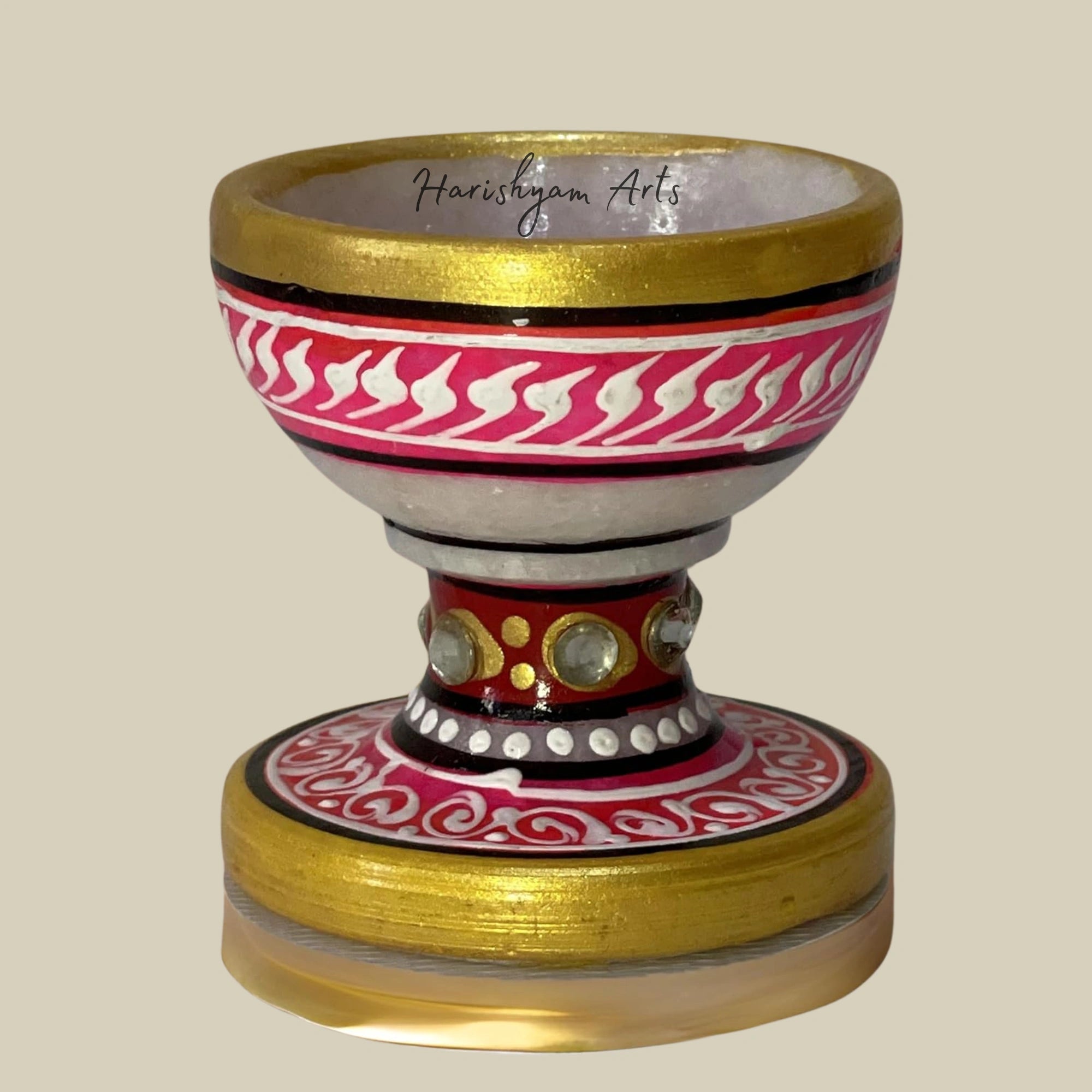 Stone-Finished Marble Diya for Puja and Table Décor