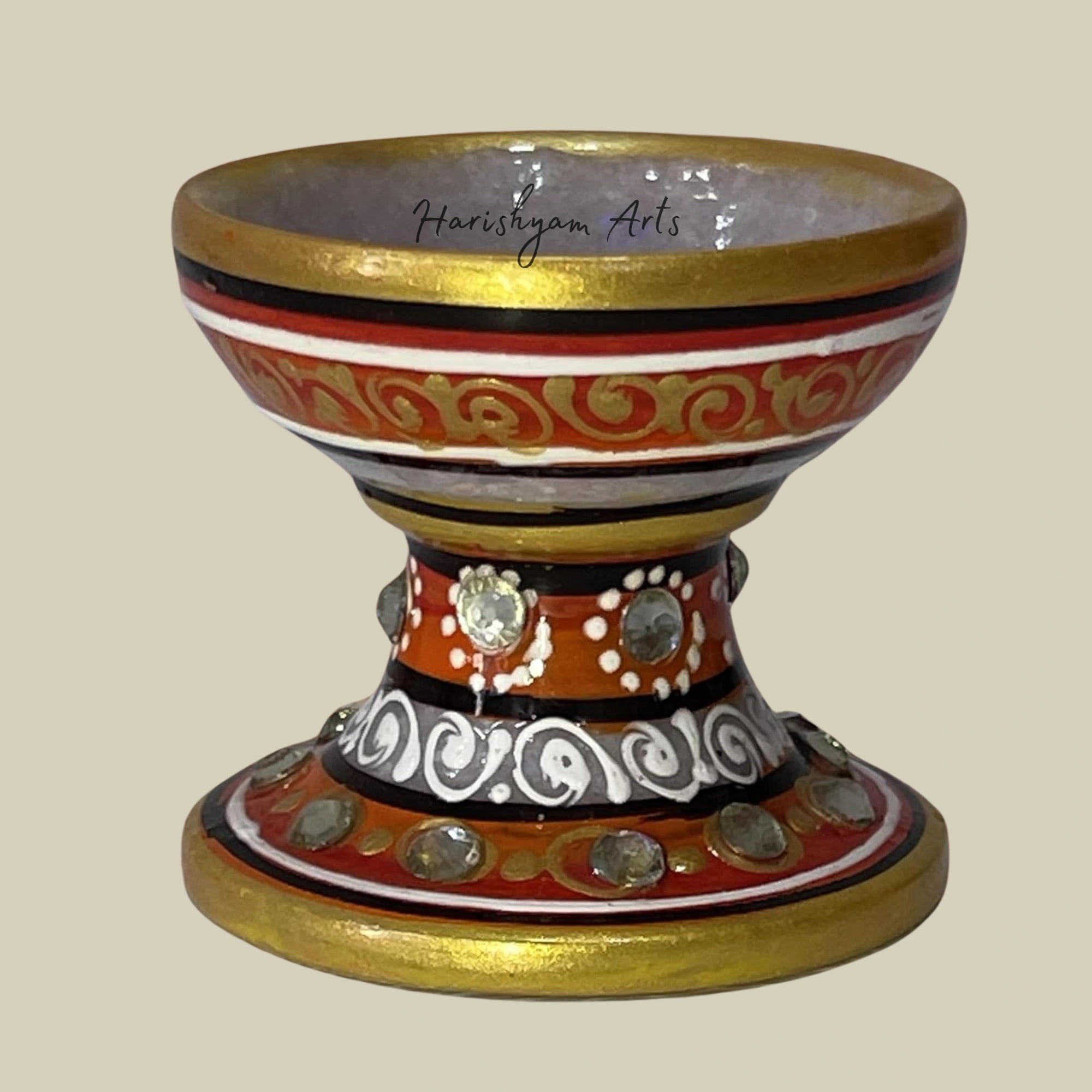 Stone-Finished Marble Diya for Puja and Table Décor1
