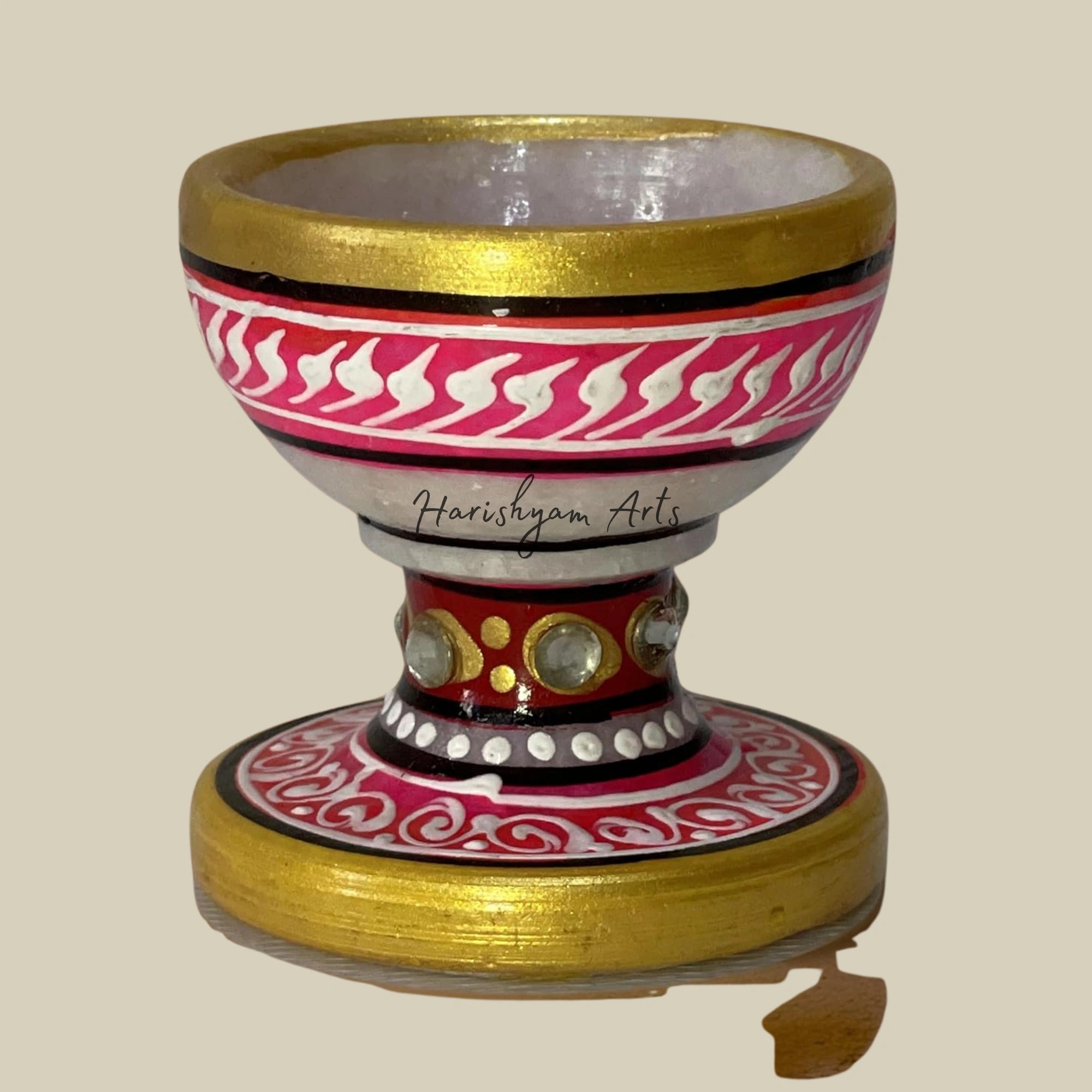 Stone-Finished Marble Diya for Puja and Table Décor2