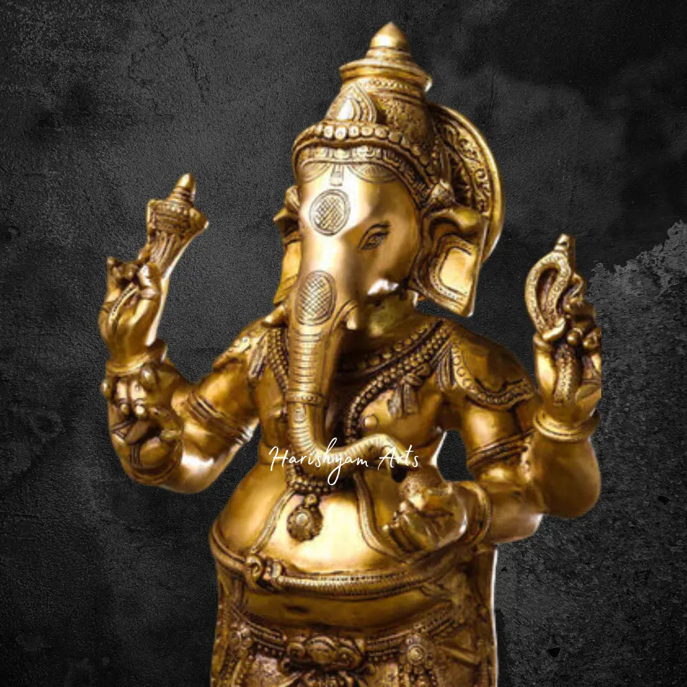 Standing Ganesha Brass Statue 27"