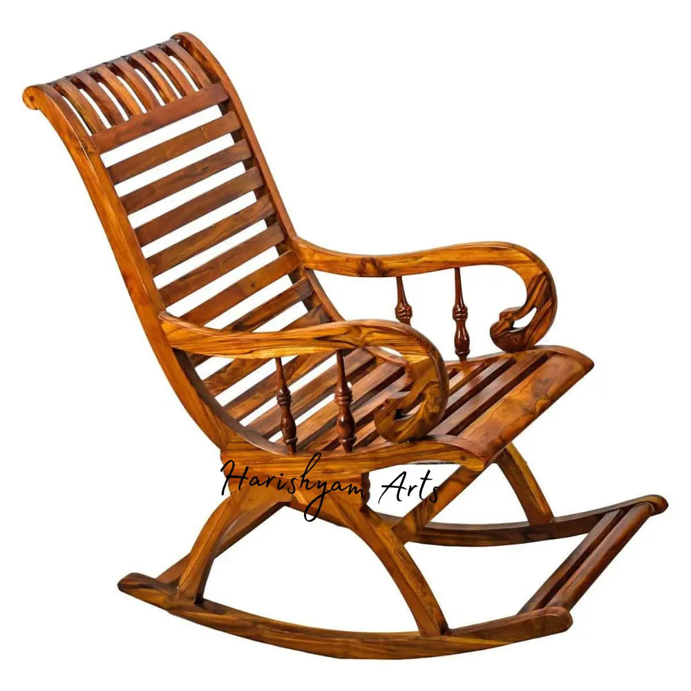 Teak Wood Smart Rocking Chair with Natural Teak Finish