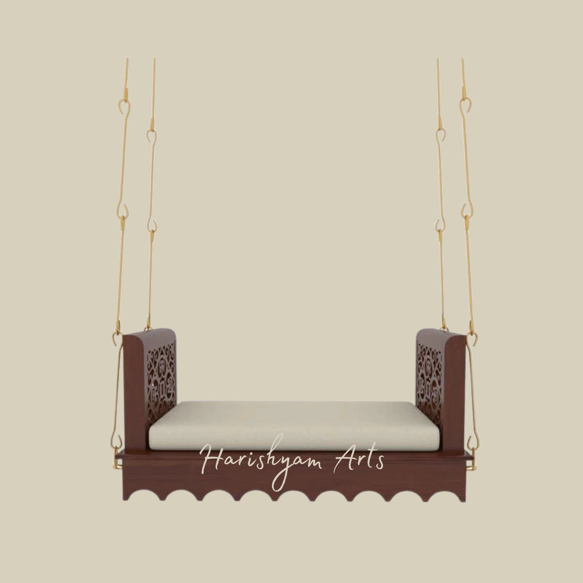 Teak Wood Carved Swing with Brass Chains1
