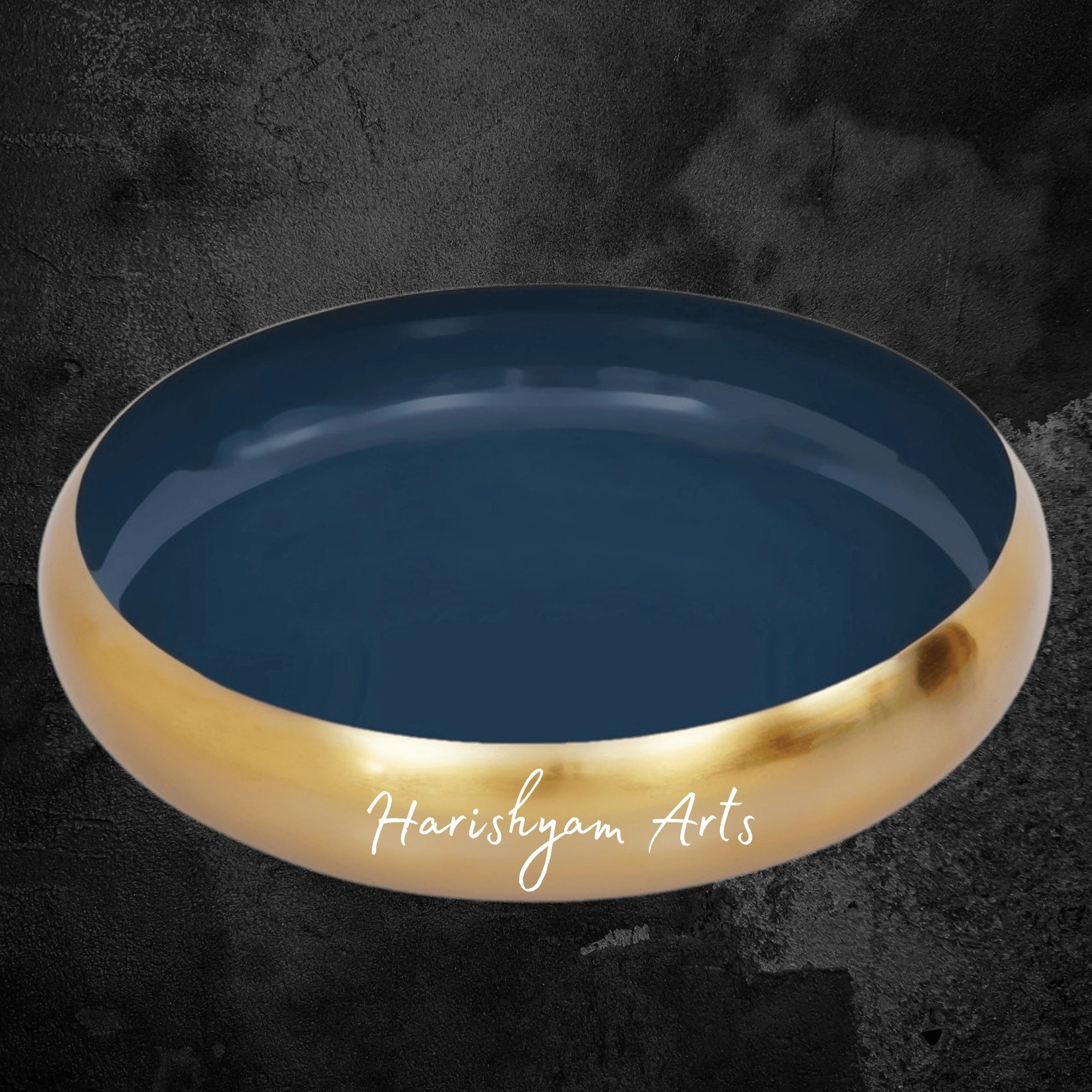 Teal Blue Brass Urli Bowl for Contemporary and Traditional Interiors