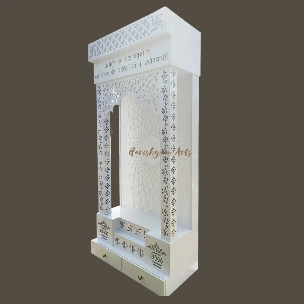 100" Corian Mandir Design with Lighted Om Panel
