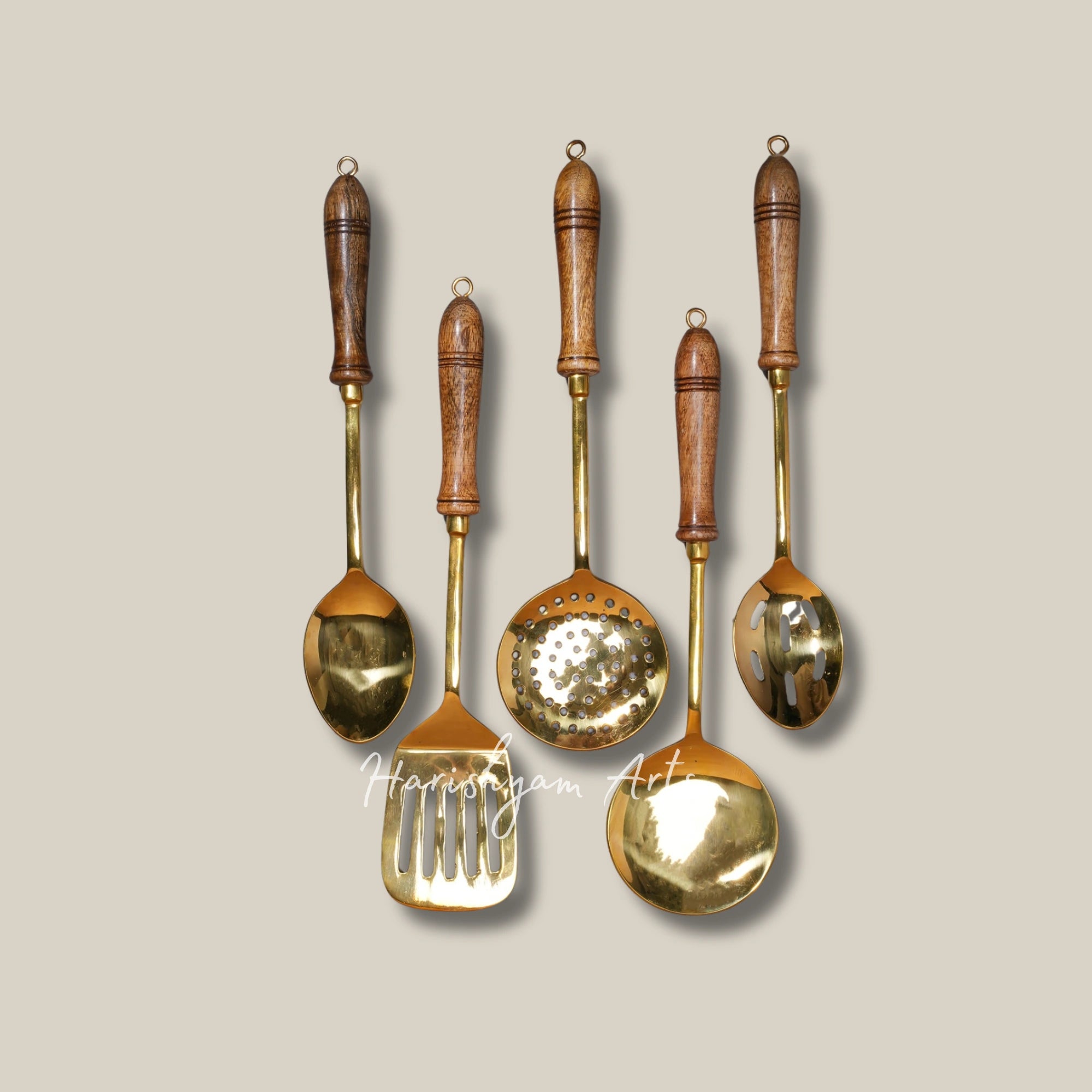 Traditional Brass Cooking Spoon Set for Indian Kitchen Essentials