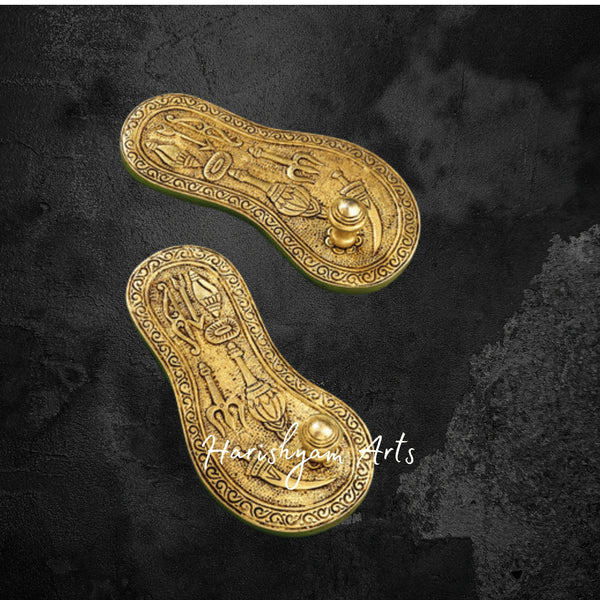 Traditional Brass Footprint Paduka Set for Pooja Altar