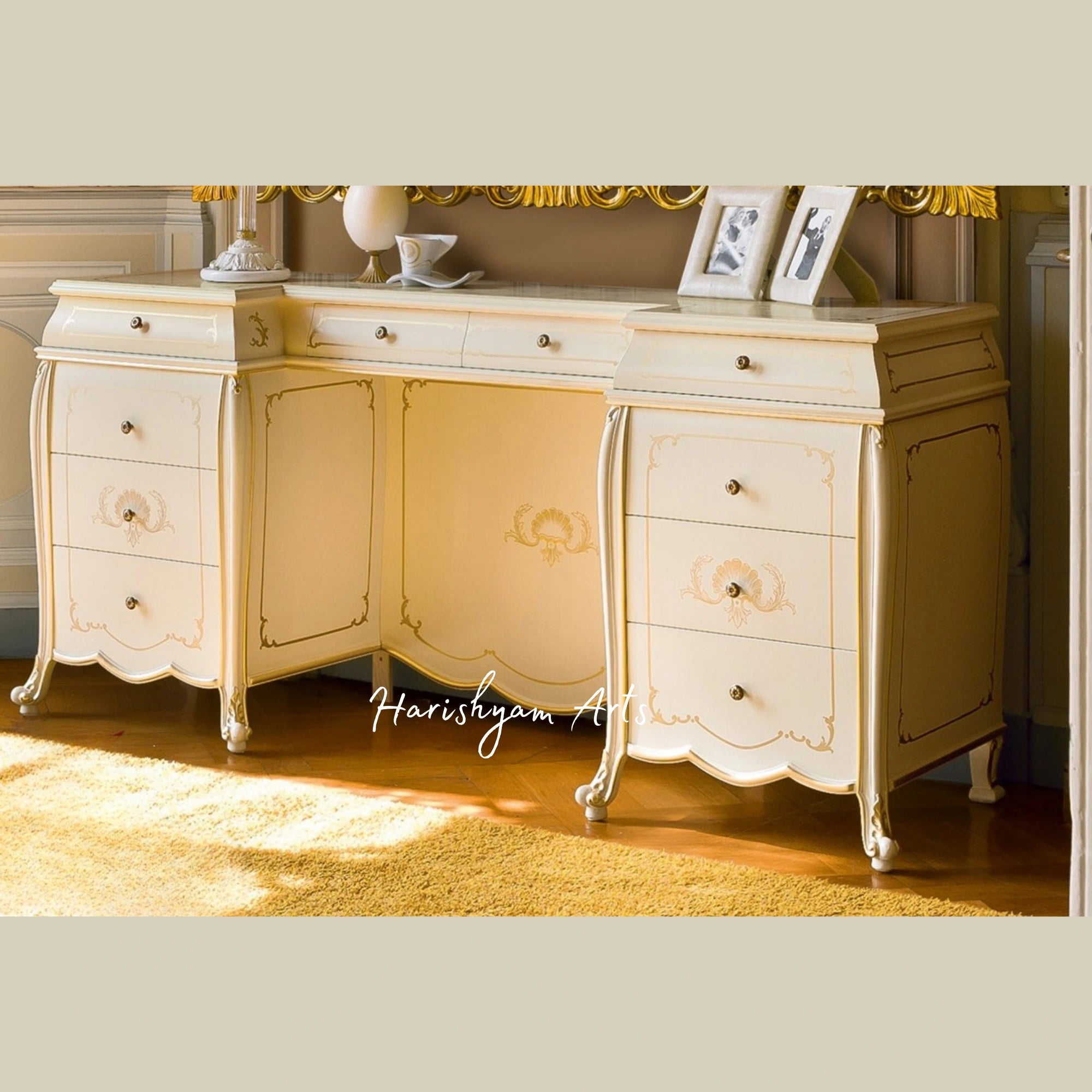 Traditional Classic Dressing Table and Mirror Set2