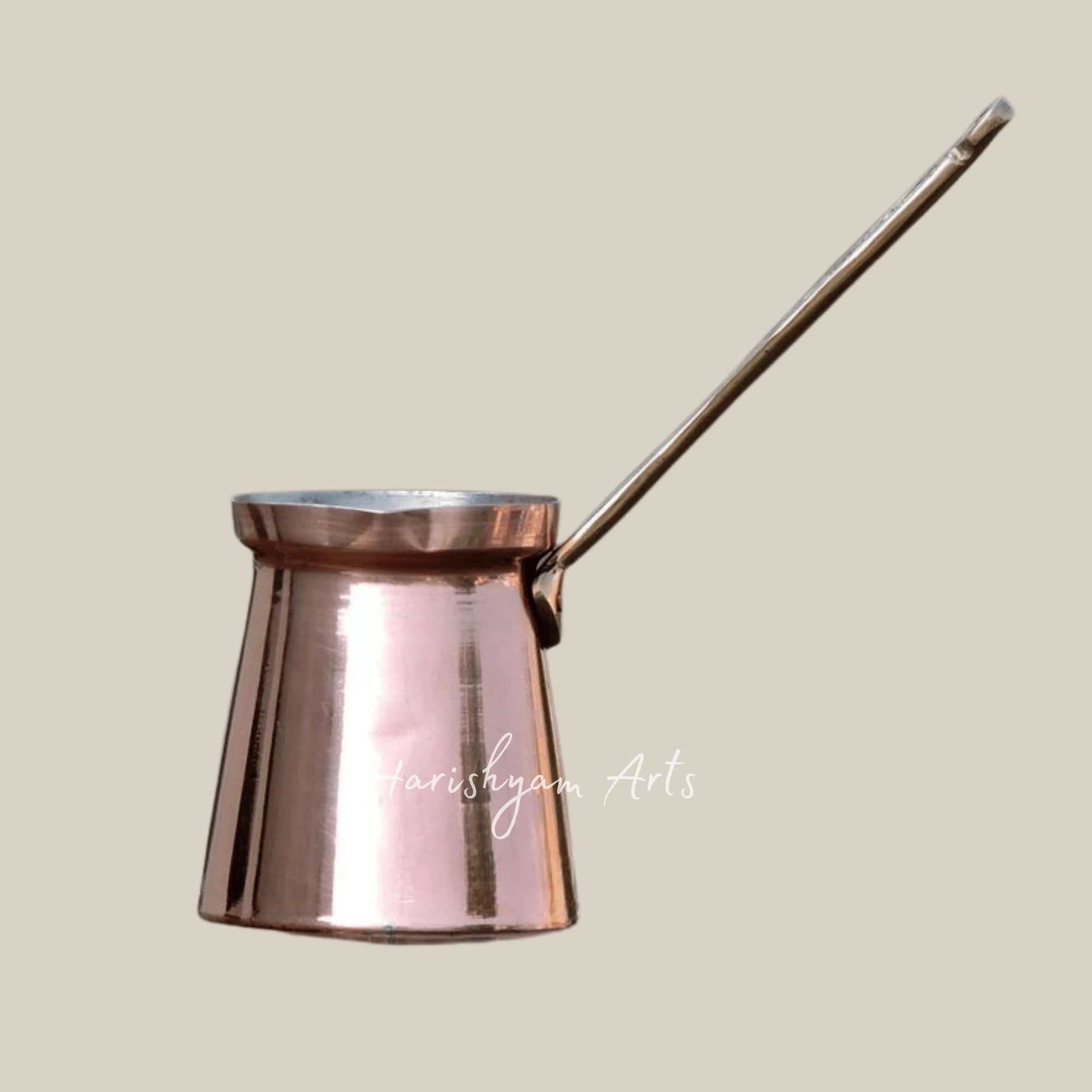 Traditional Copper Turkish Coffee Pot with Elegant Brass Handle