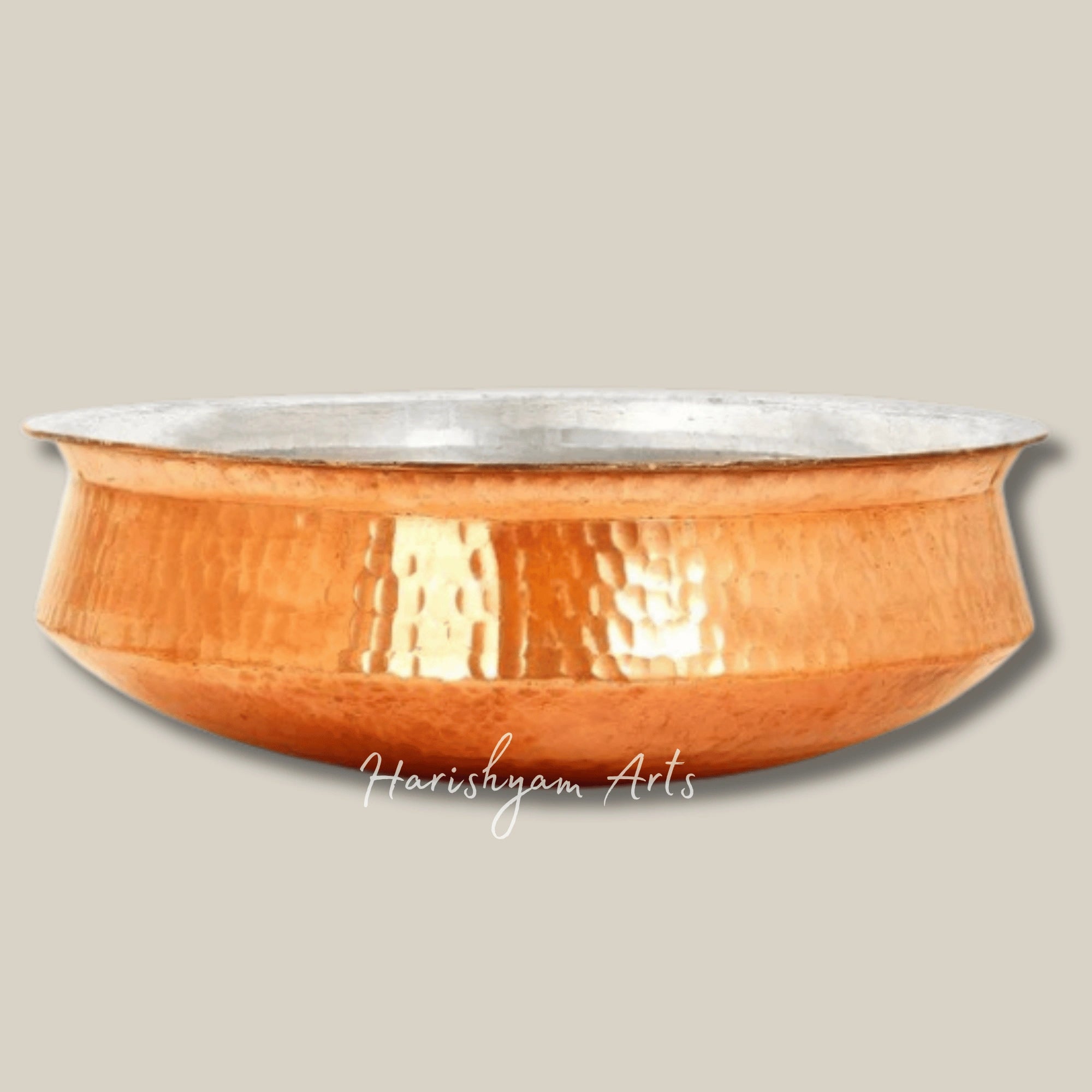 Traditional Hammered Copper Lagan Handi with Inner Tin Coating for Rich Flavors