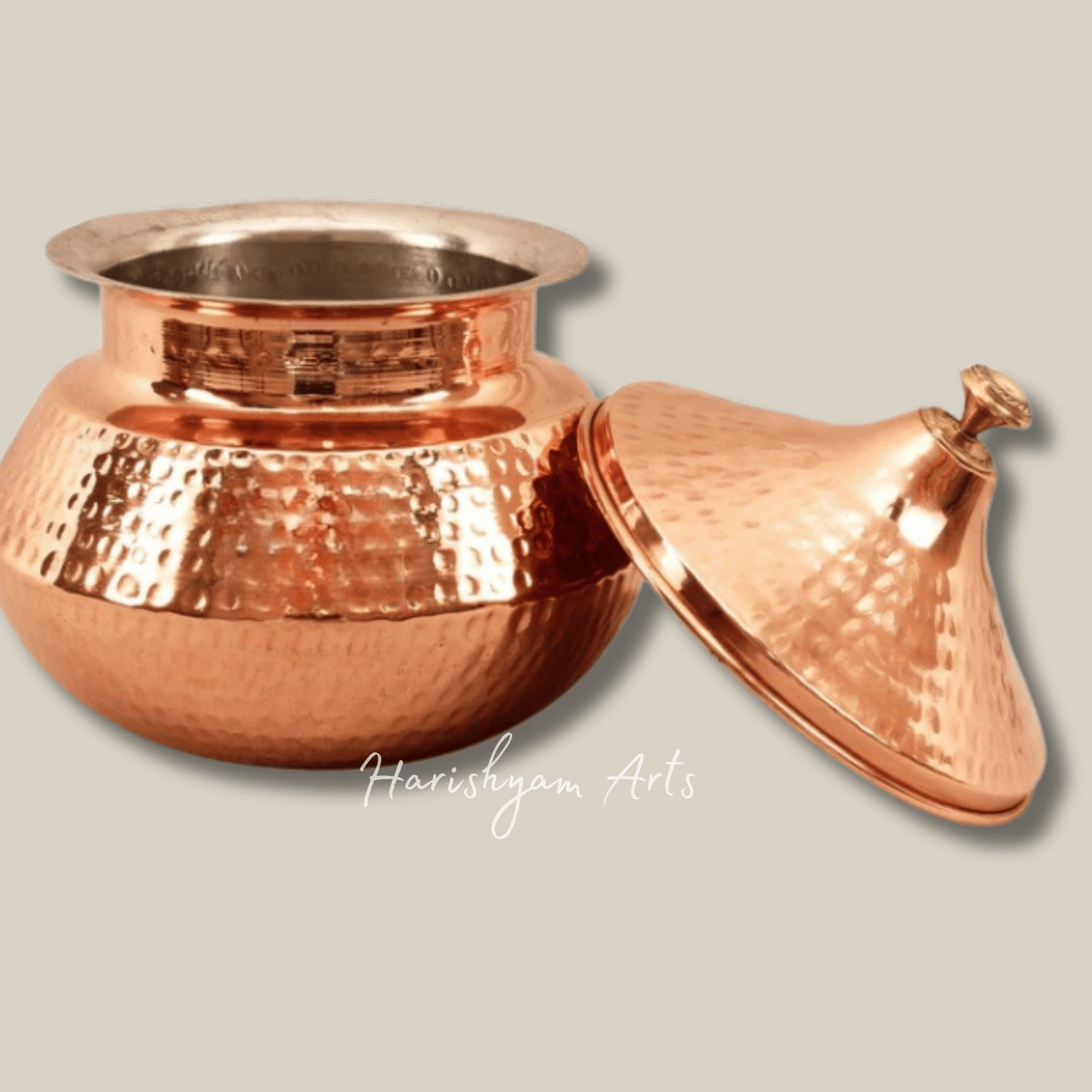Traditional Hammered Copper Punjabi Handi for Cooking and Serving