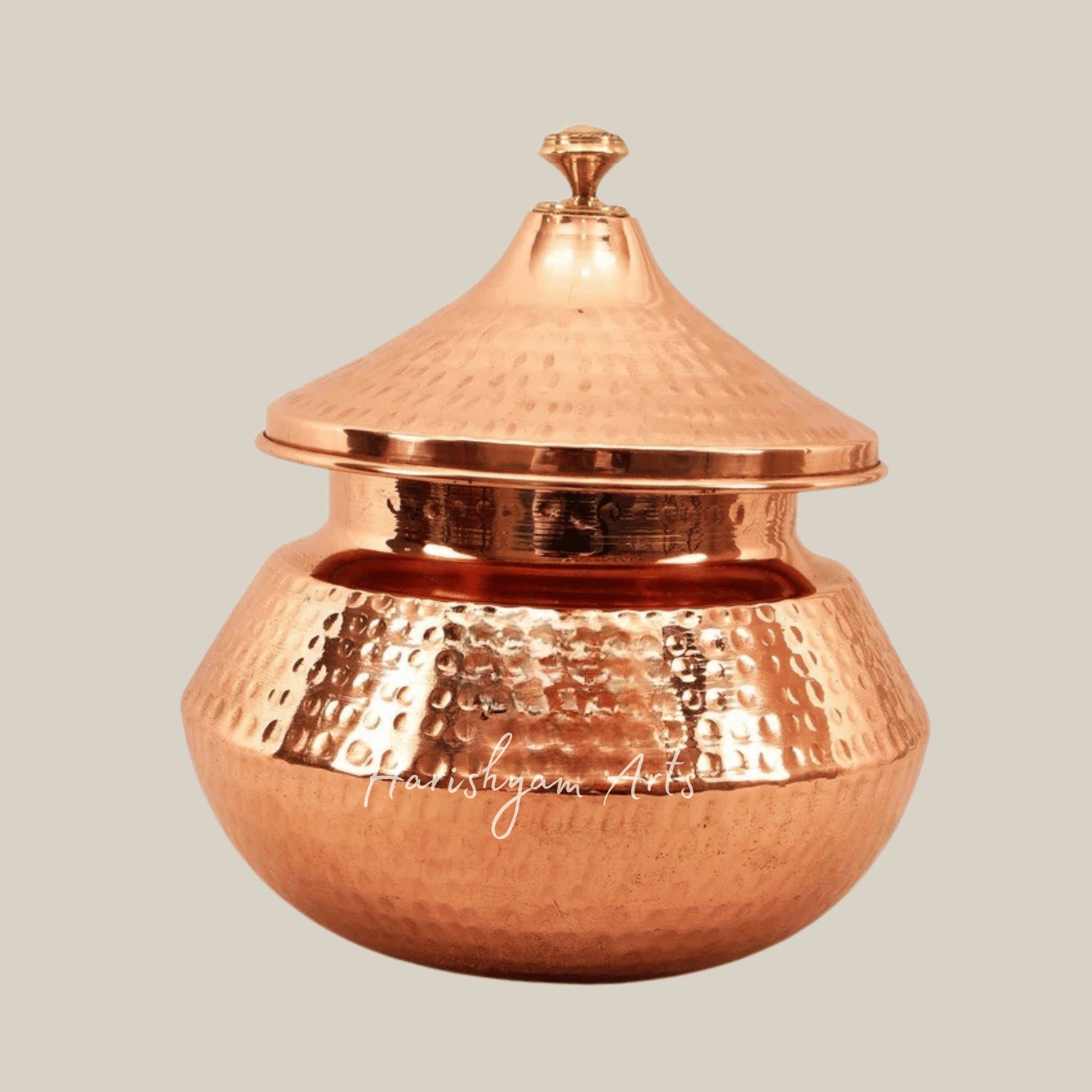 Traditional Hammered Copper Punjabi Handi for Cooking and Serving