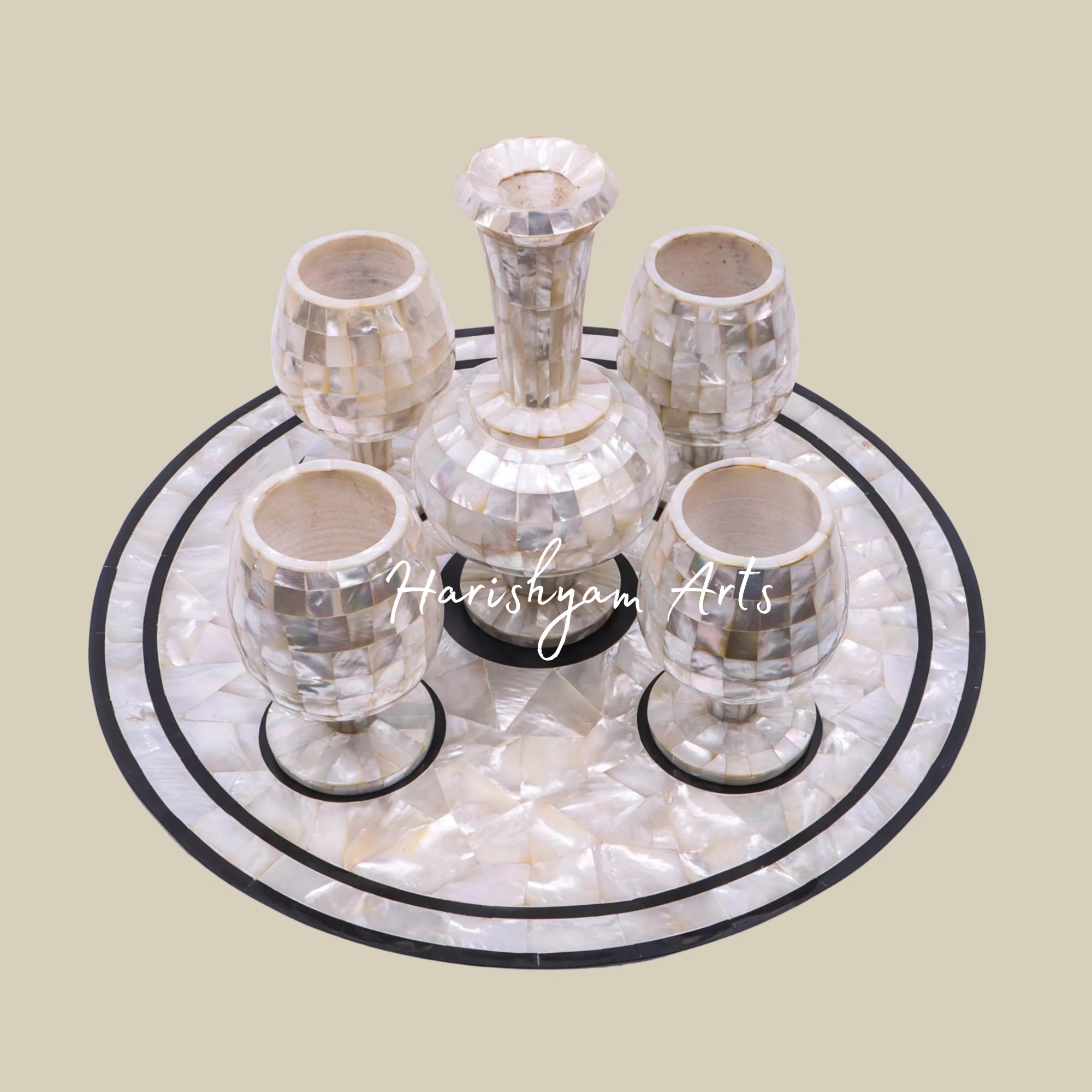 Traditional Indian Marble Surahi and Glass Set Handcrafted Elegance5