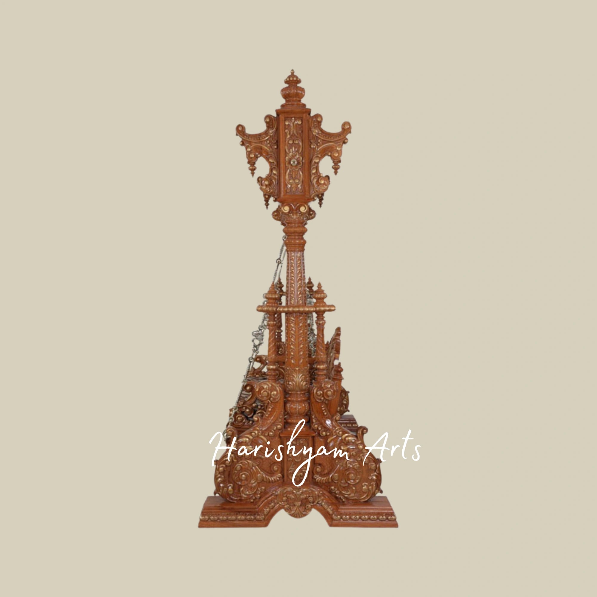 Traditional Indian Swing Jhula in Teak Polish for Living Room & Balcony3