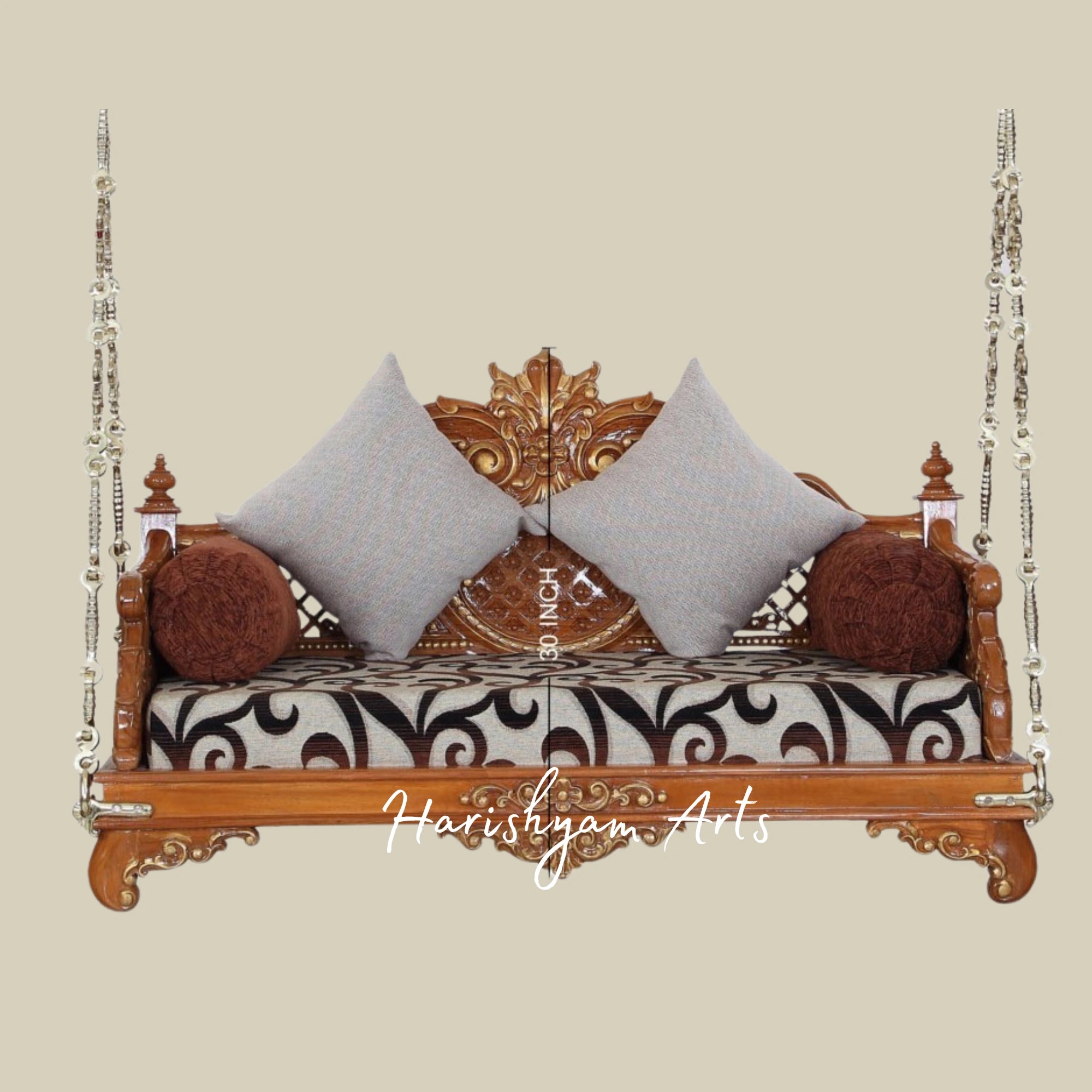 Traditional Indian Swing Jhula in Teak Polish for Living Room & Balcony4