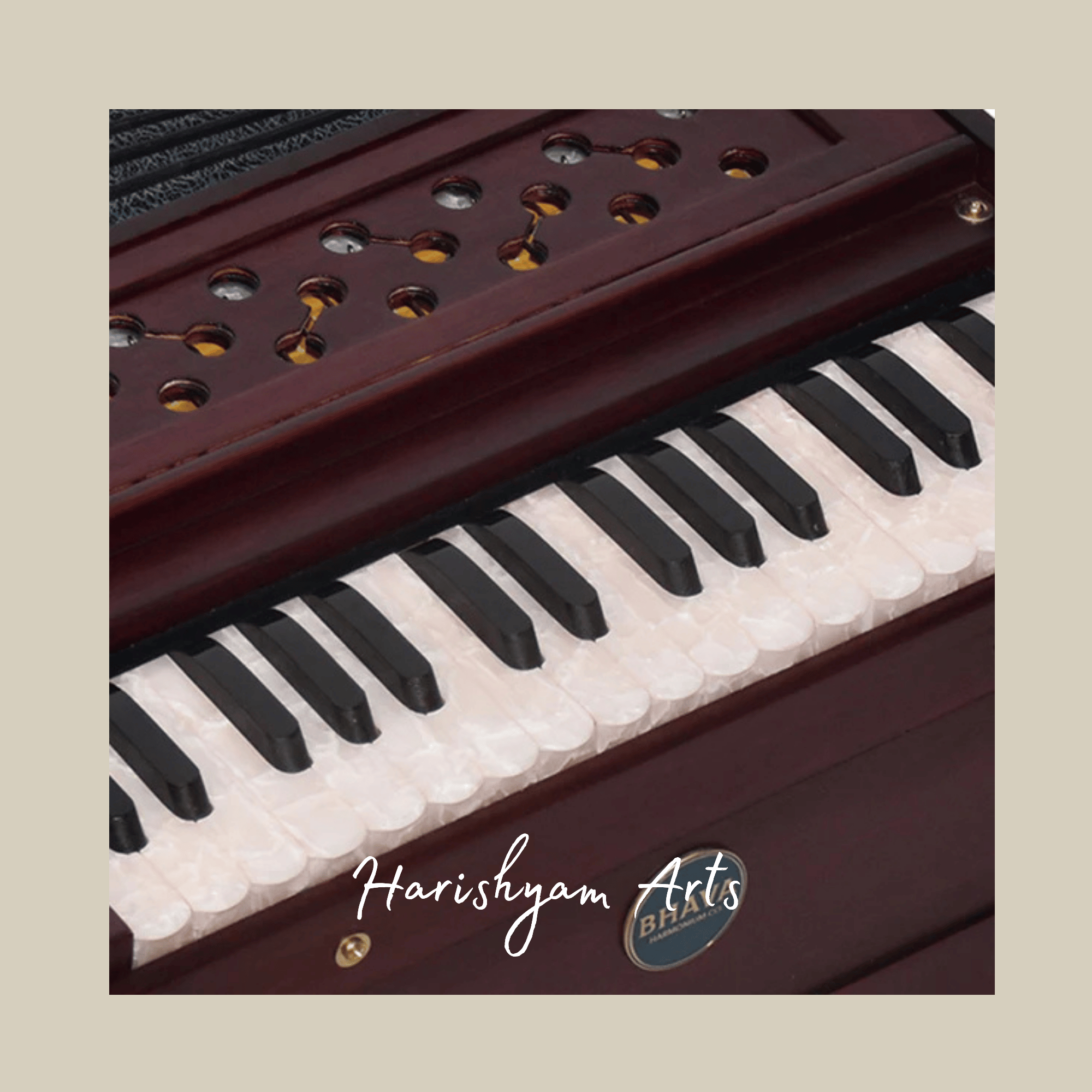 Traditional Mahogany Harmonium with Bellows for Devotional and Classical Use