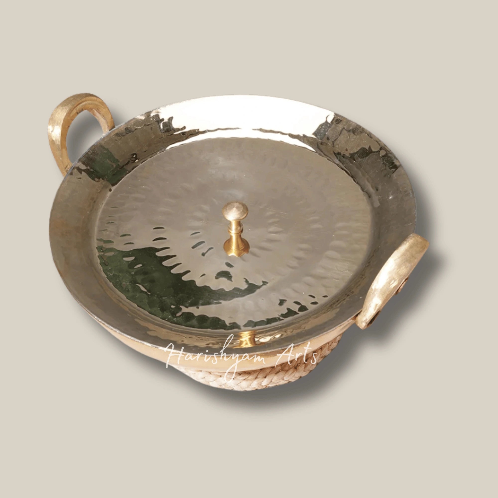 Traditional Round Bottom Brass Kadai for Deep Frying and Cooking