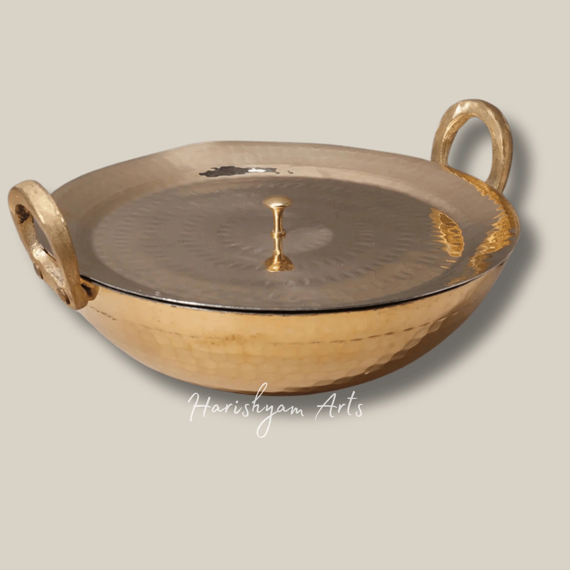 Traditional Round Bottom Brass Kadai for Deep Frying and Cooking