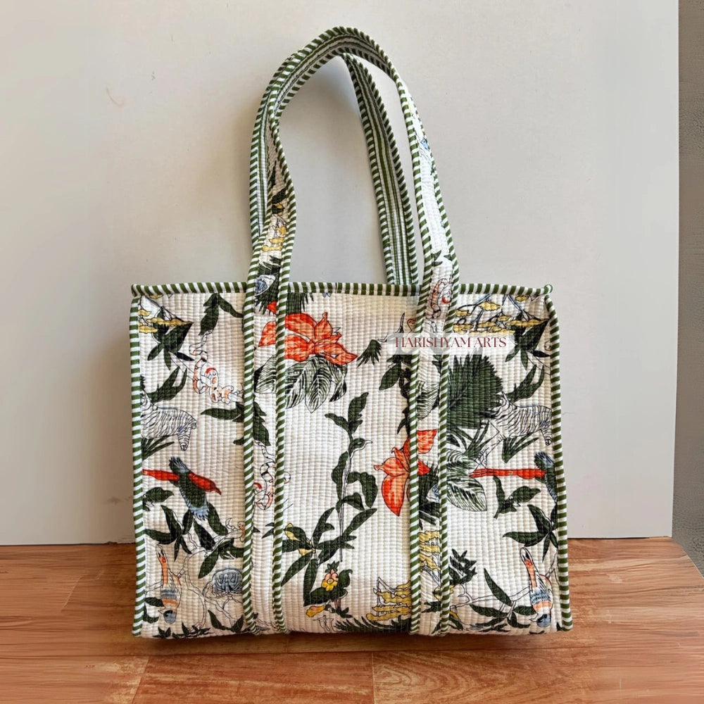 Tropical Saheli Quilted Tote Bag