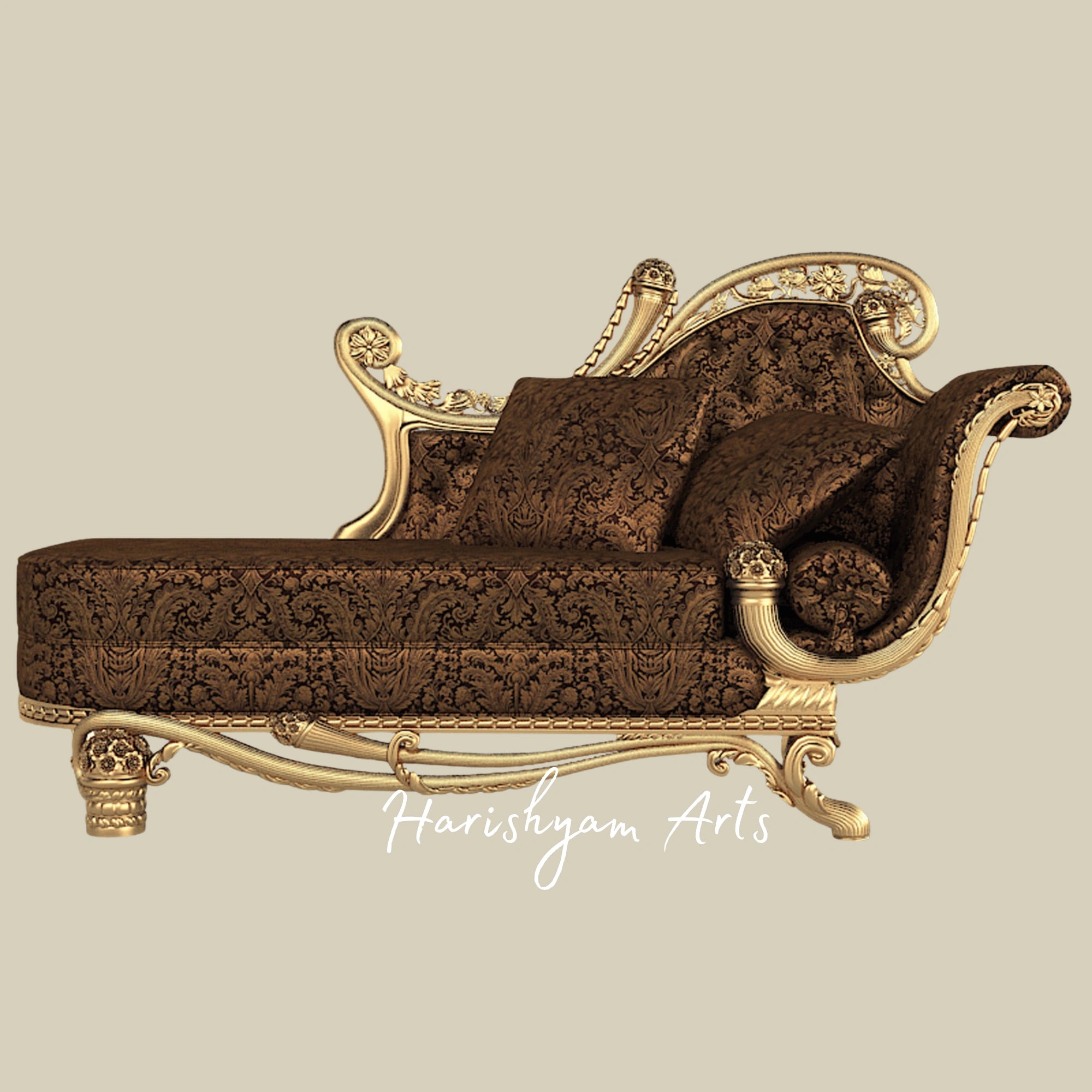 Victorian Style Chaise Lounge with Hand-Carved Wood Frame3