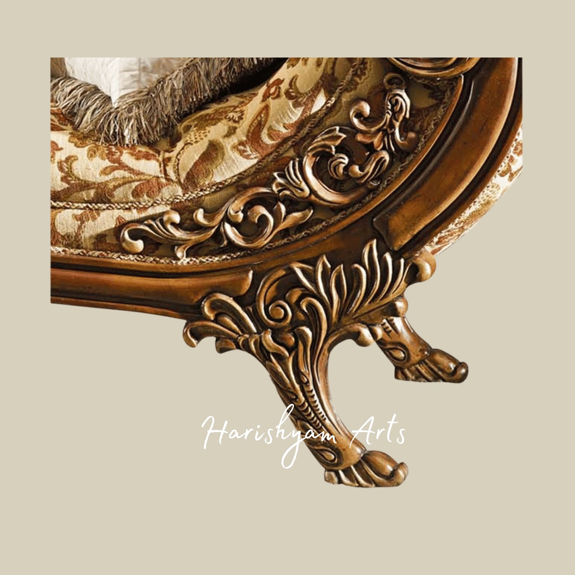 Victorian Style Chaise Lounge with Hand-Carved Wood Frame4