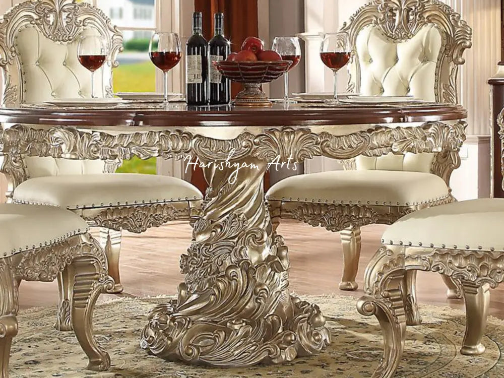 Vintage Elegance 2-Piece Antique White and Silver Side Dining Table and Chair Set
