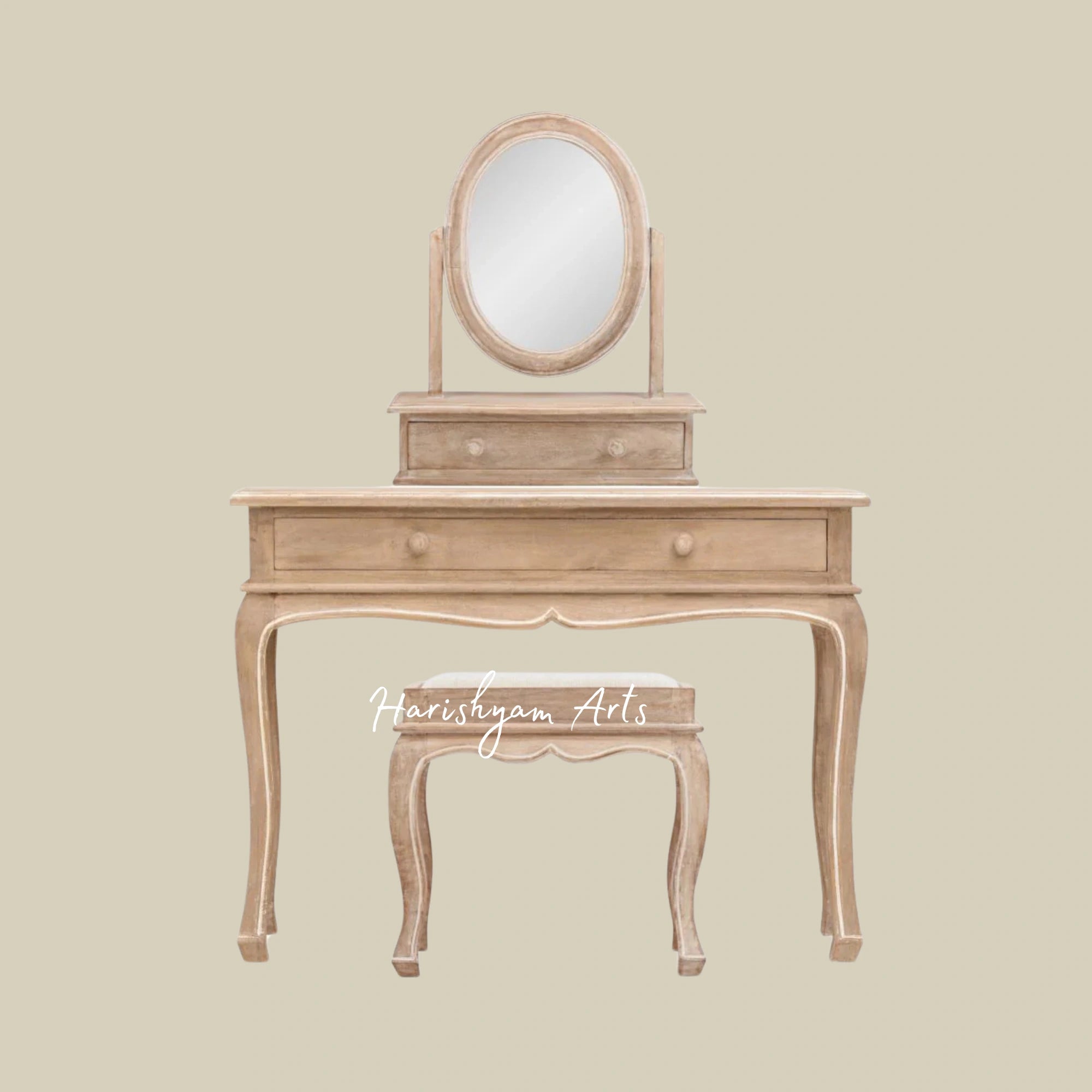 Vintage Elegance Teak Wood Dressing Table with Mirror1