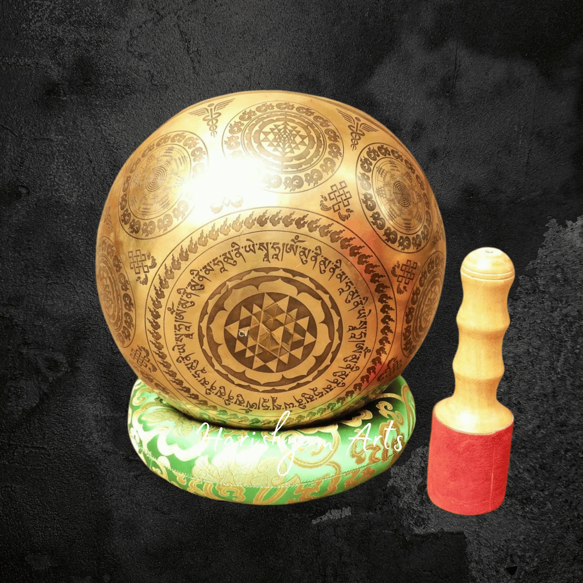 Vintage Jambati Singing Bowl with Elephant Carving for Deep Buddhist Meditation