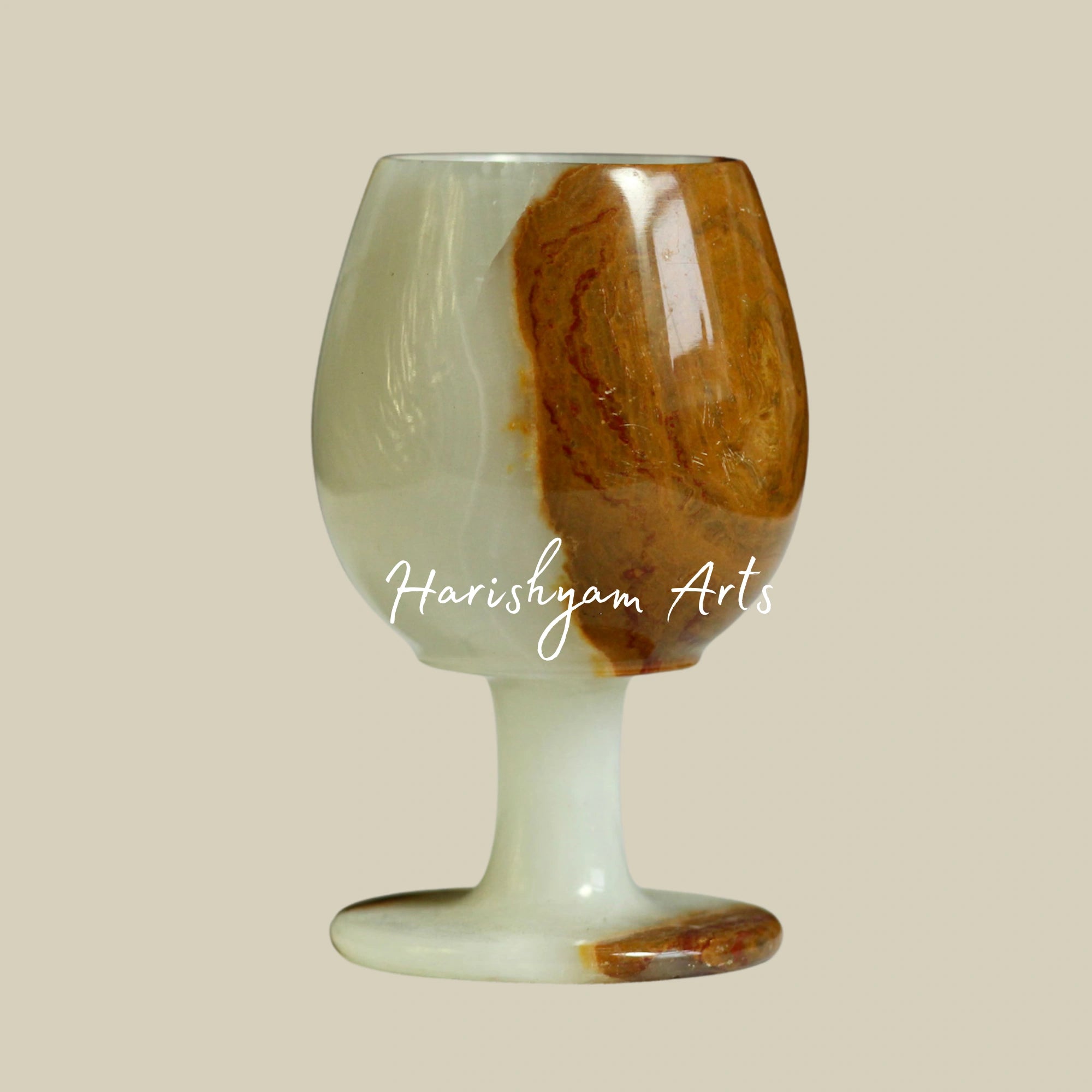 Vintage Polished Onyx Goblet Natural Stone Drinkware