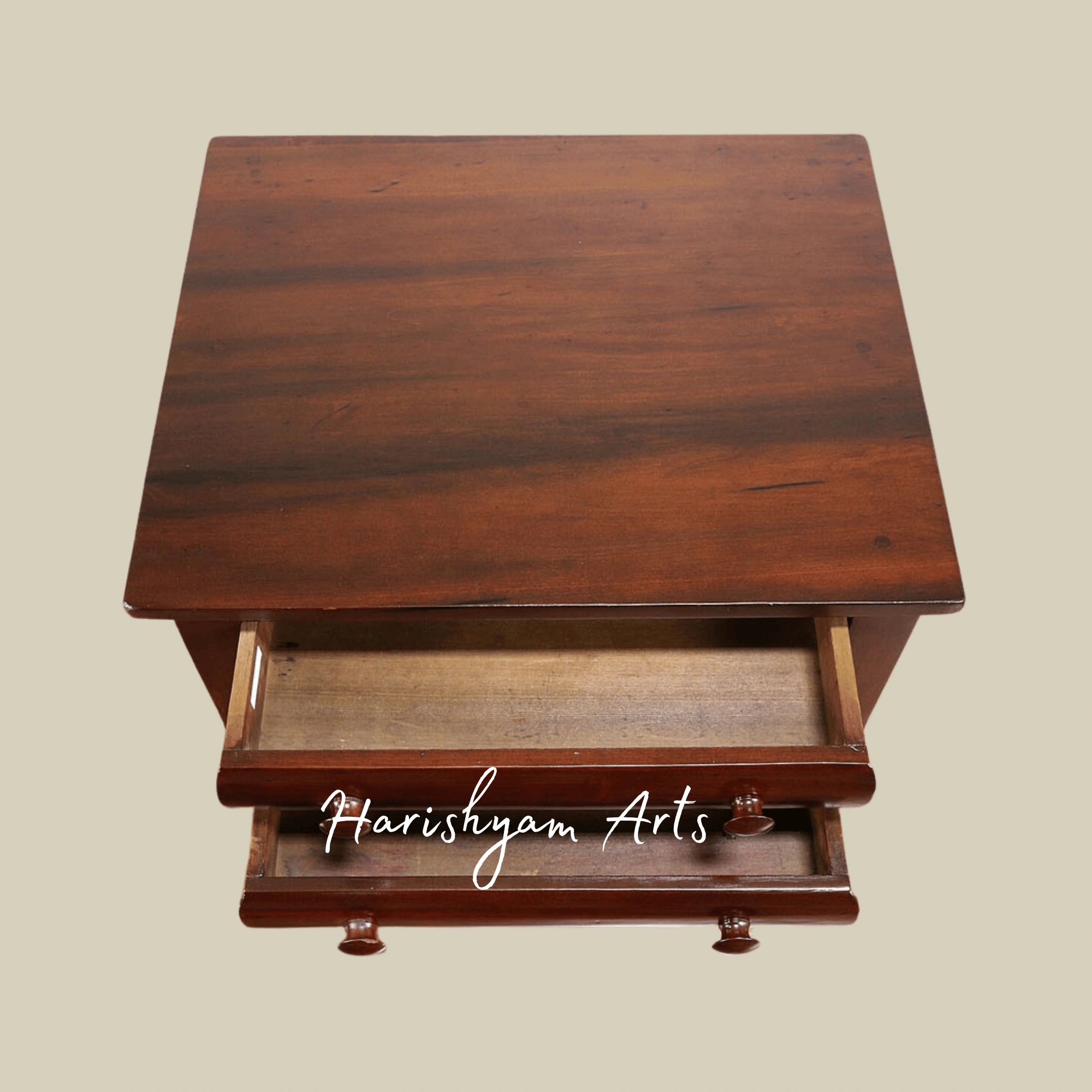 Vintage Wooden Bedside Nightstand with Turned Legs