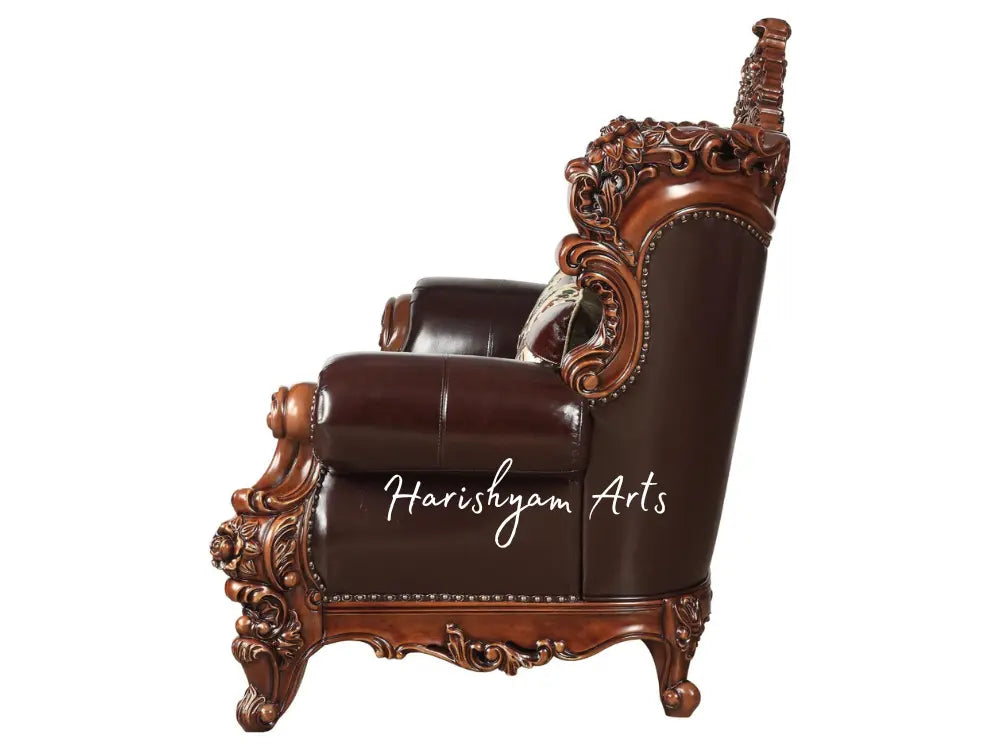 Walnut and Espresso Top-Grain Leather Match 2-Piece Sofa Set