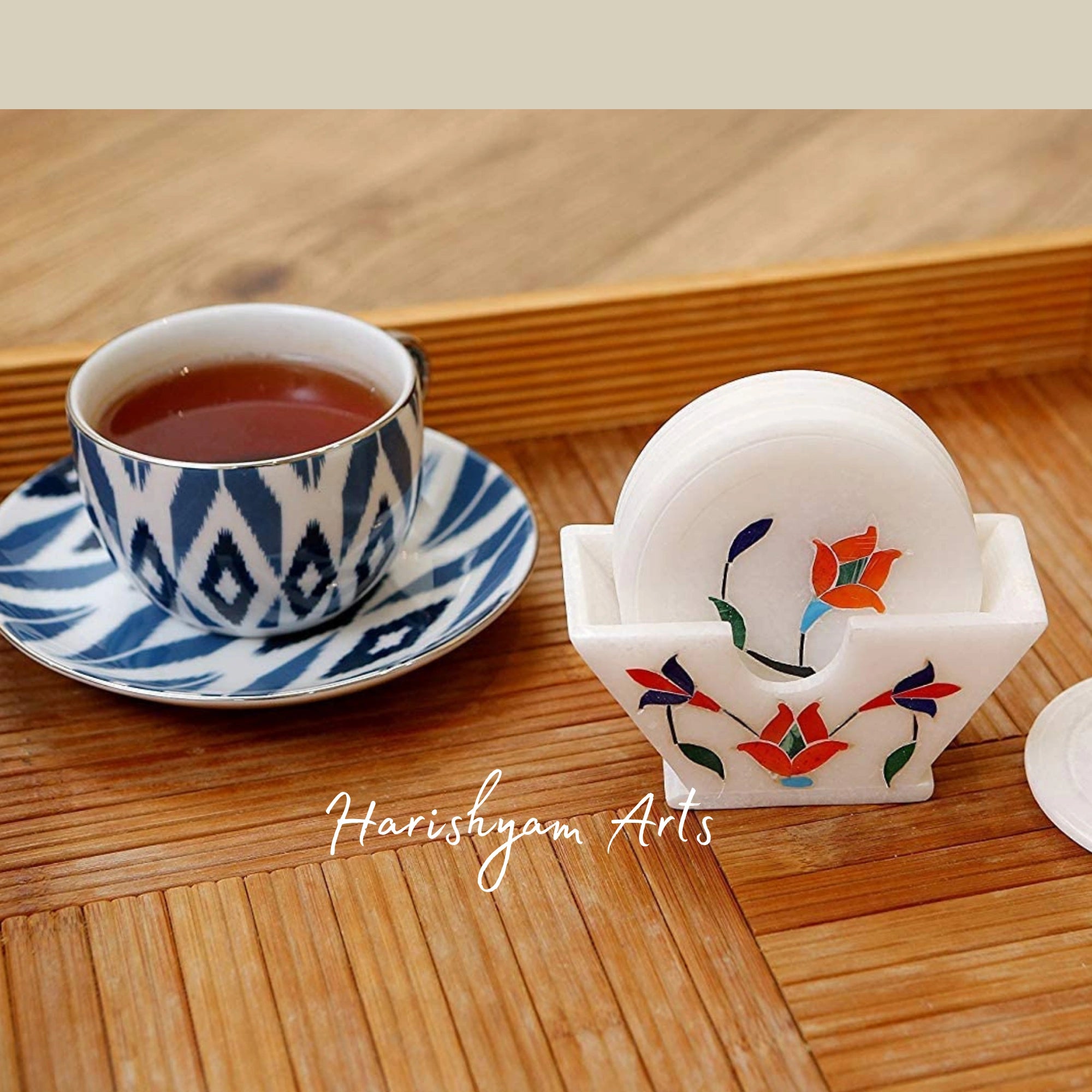 White Marble Coaster Set for Tea Coffee Cocktails Premium Stone Coasters for Every Occasion