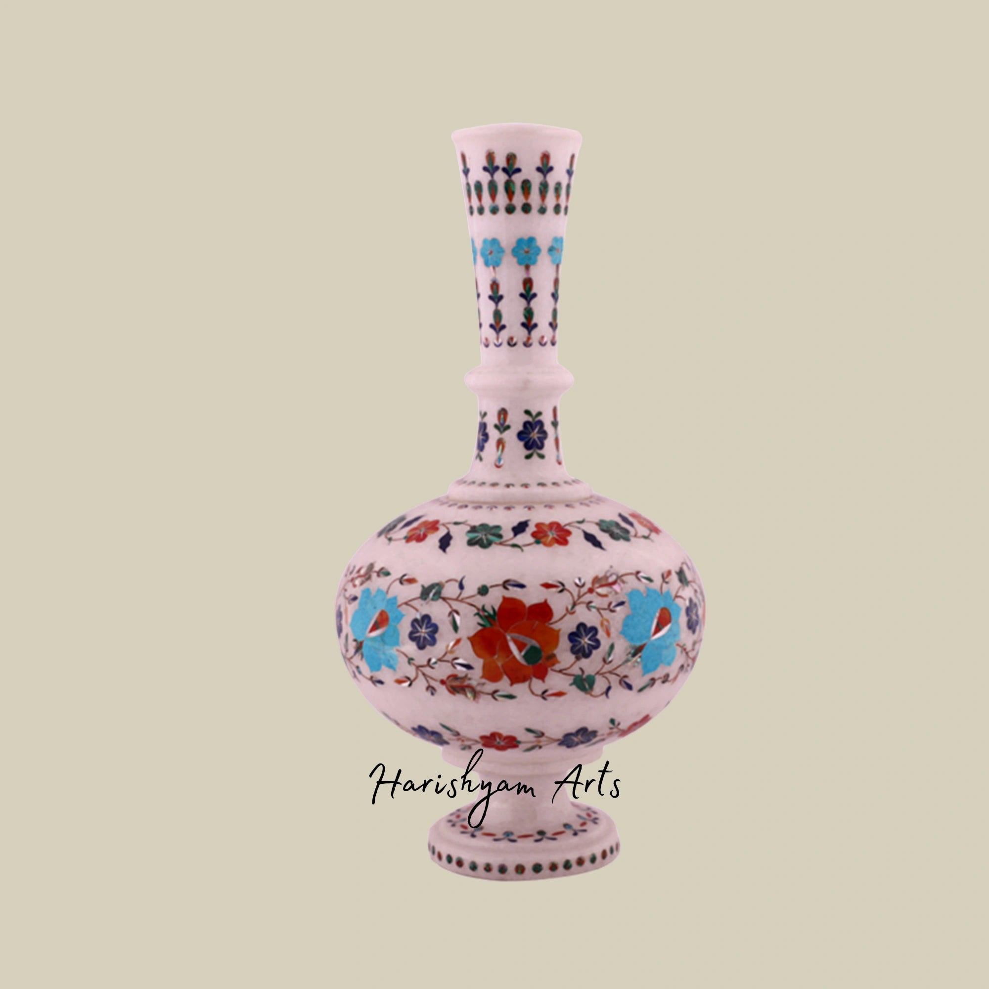 White Marble Floor Vases with Inlay Design - Ideal for Home Decor2