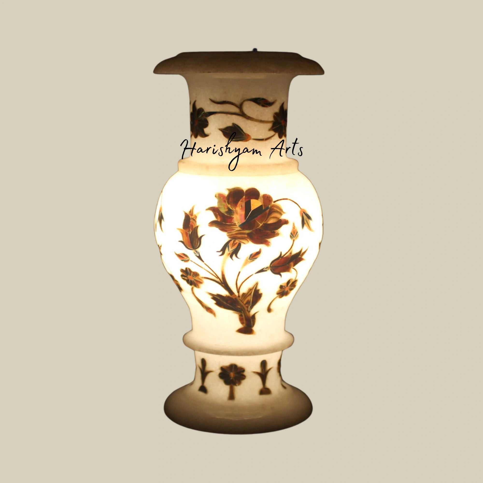 White Marble Flower Vase with Paua Shell Inlay3