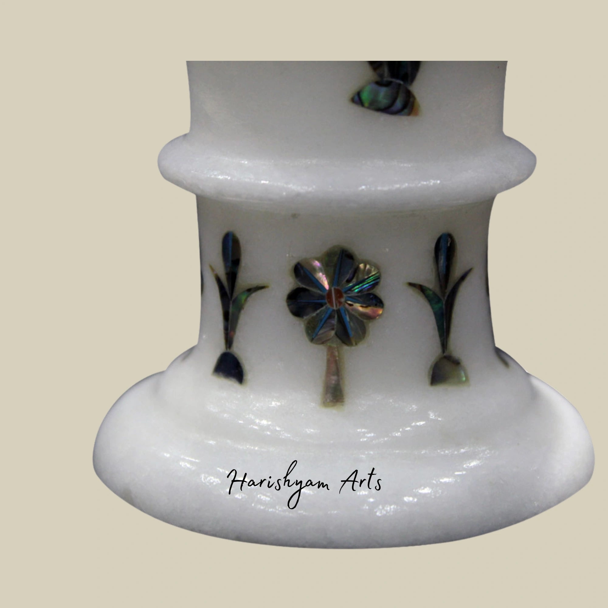 White Marble Flower Vase with Paua Shell Inlay4