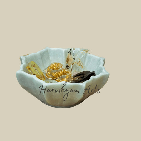 White Marble Lotus Bowl