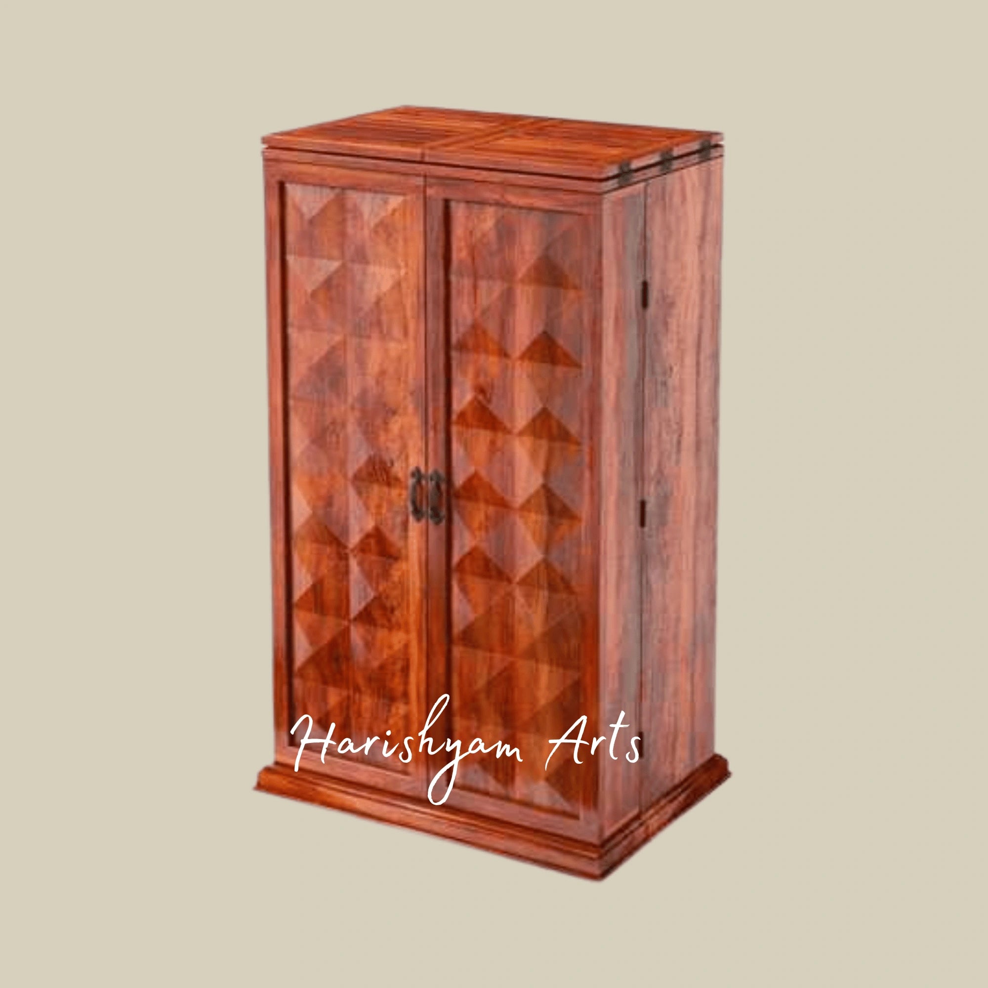 Wooden Bar Cabinet with Glass Holder and Wine Bottle Storage
2
