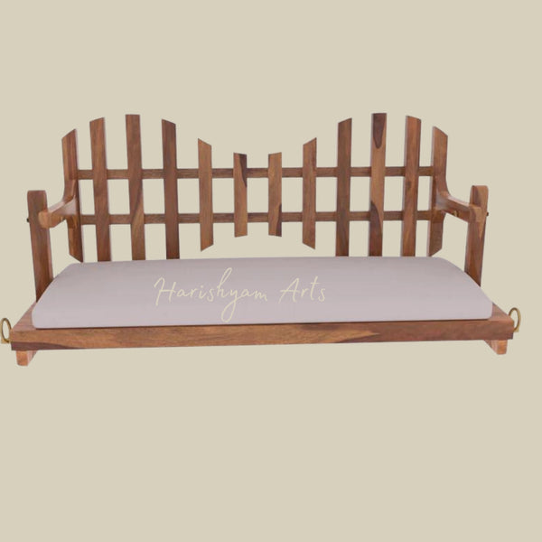 Wooden Plank Swing for Living Room with Cross Square Back Design