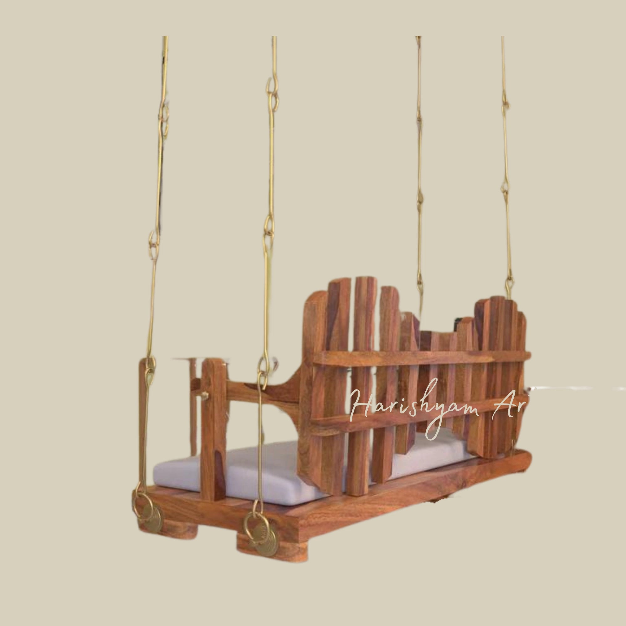 Wooden Plank Swing for Living Room with Cross Square Back Design3