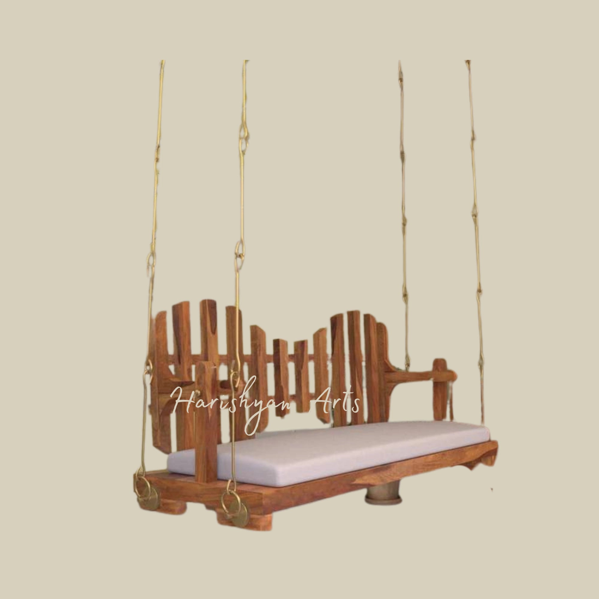 Wooden Plank Swing for Living Room with Cross Square Back Design4