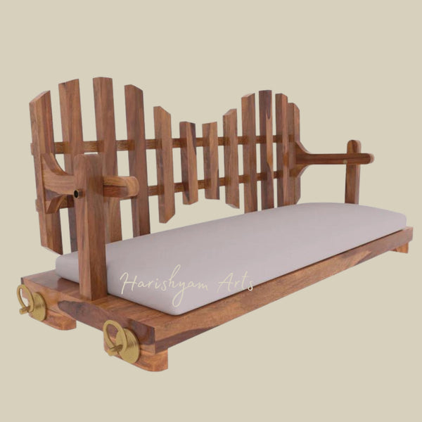 Wooden Plank Swing for Living Room with Cross Square Back Design